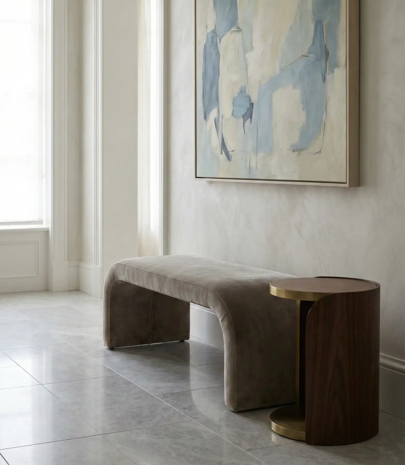 Elegant Entryway with Curved Furniture 2