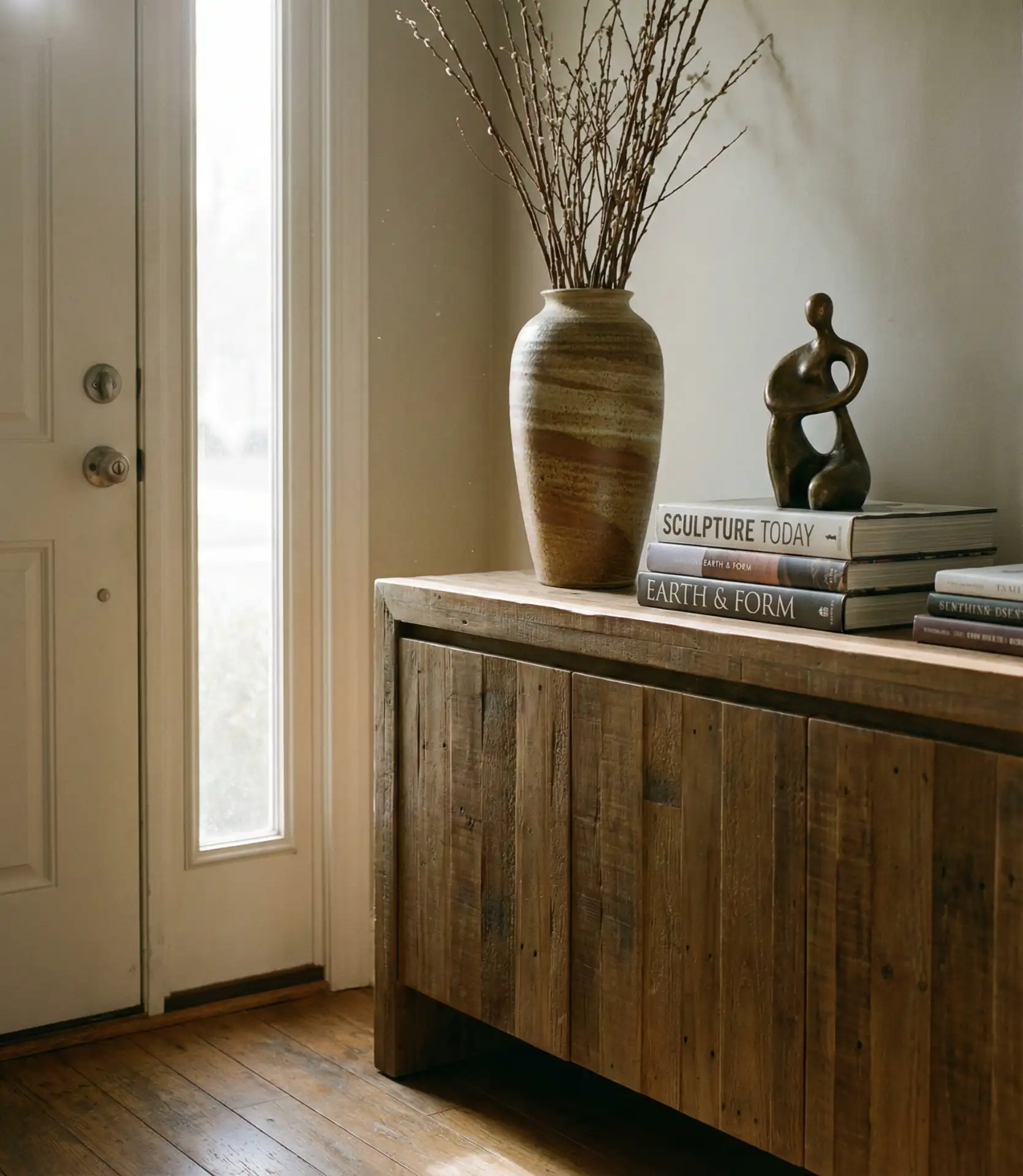 Entryway Foyer Buffet with Sculptural Accessories 1