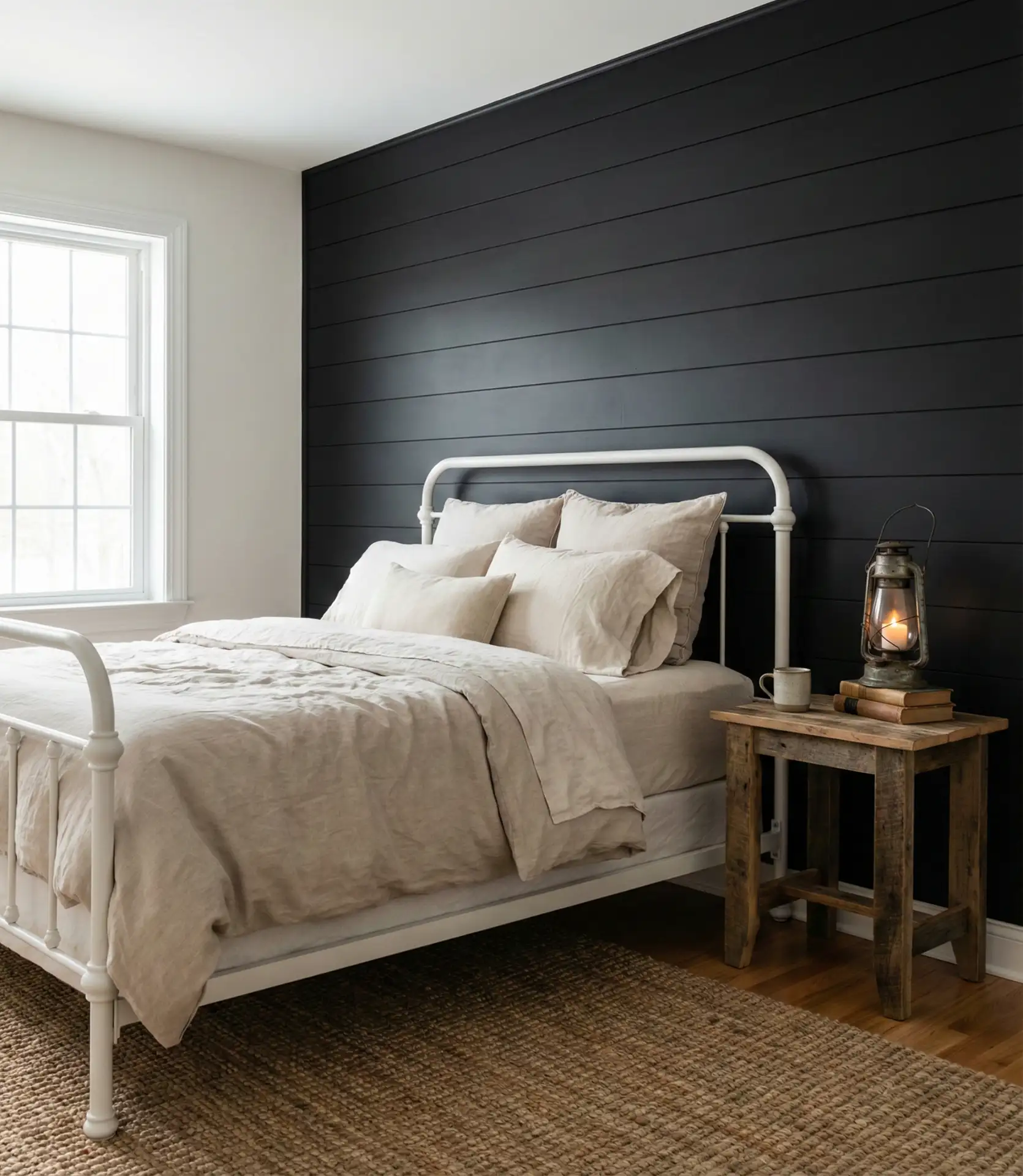 Farmhouse Black Accent Wall with Shiplap Texture 1