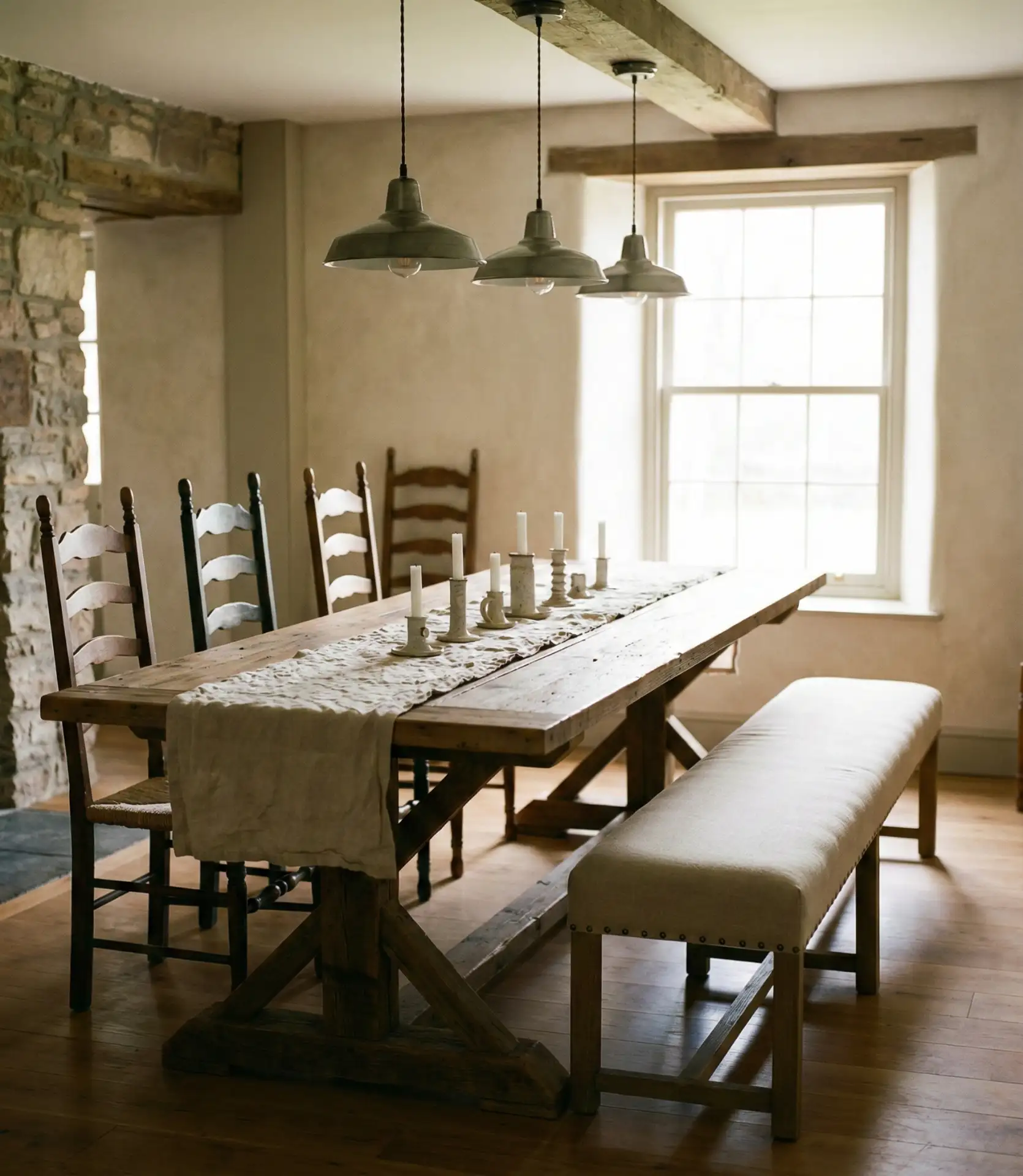 Farmhouse Dining Room with Trestle Table 1
