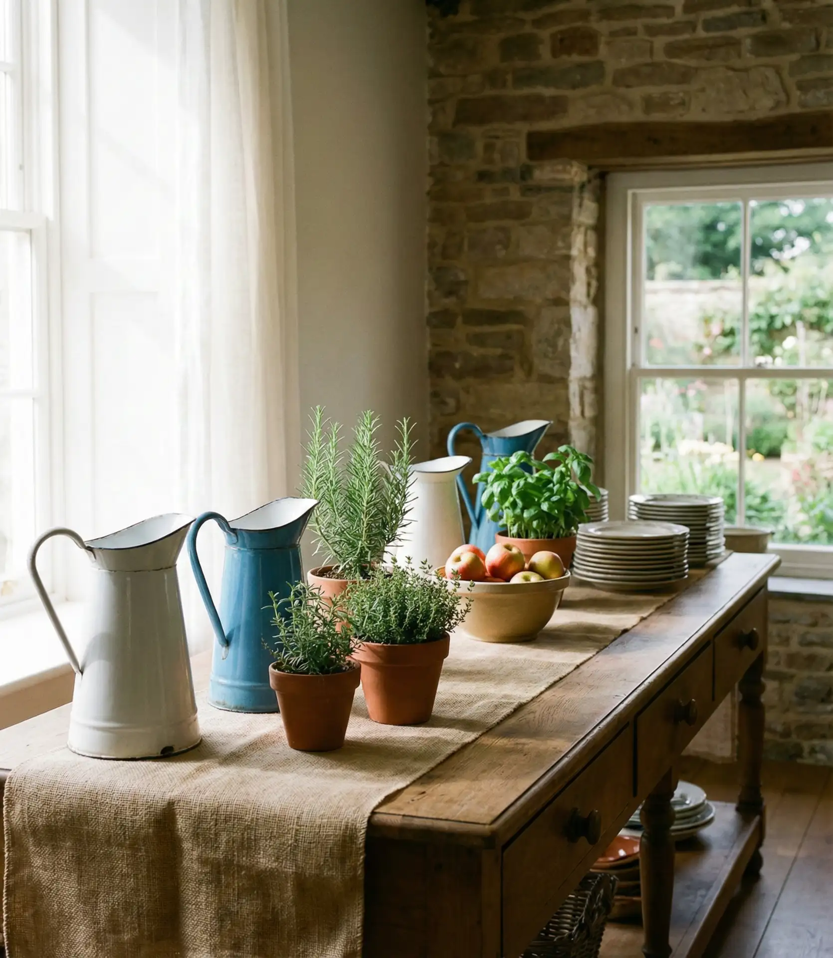 Farmhouse Wood Console with Galvanized Trays 2