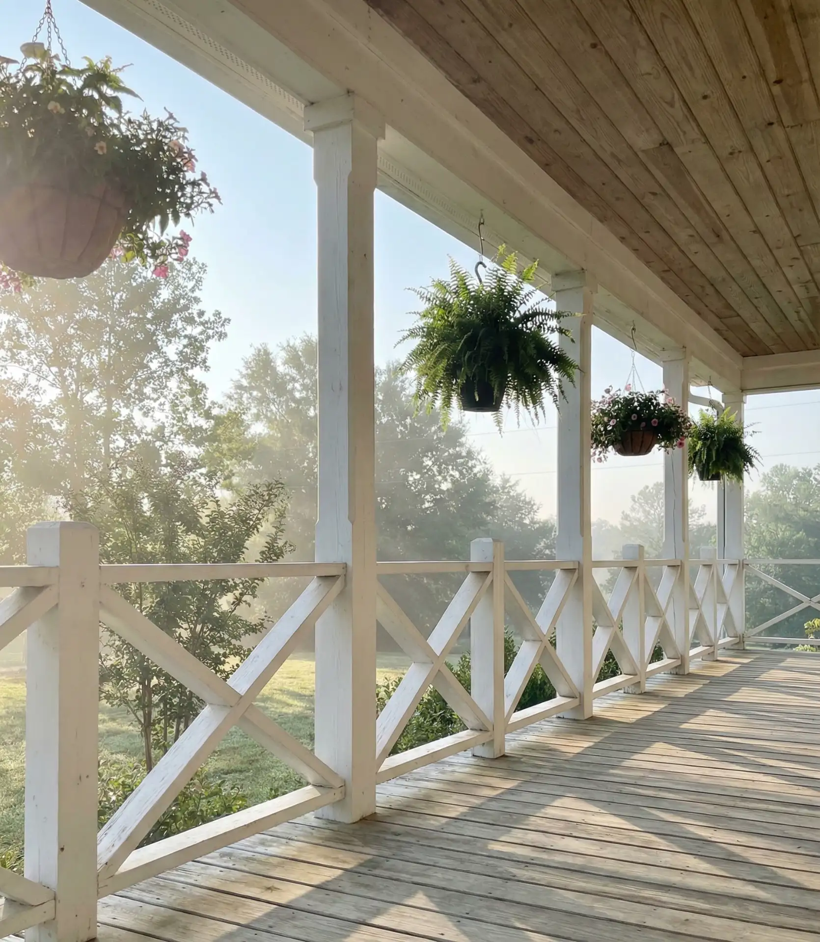 Farmhouse X-Pattern Wood Railing 1