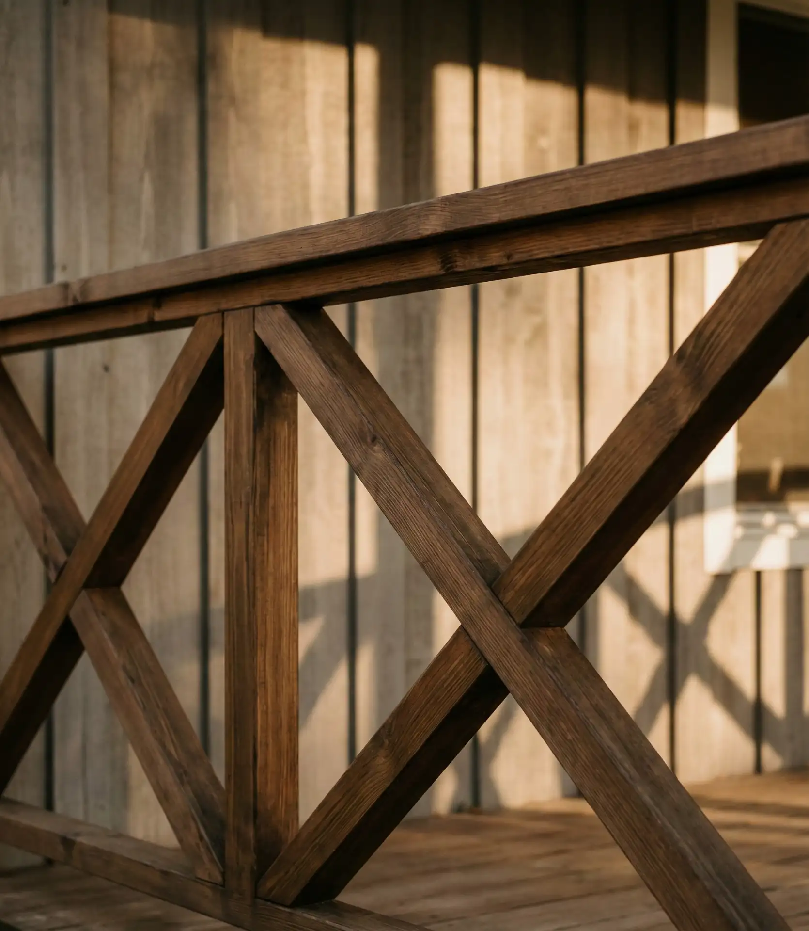 Farmhouse X-Pattern Wood Railing 2