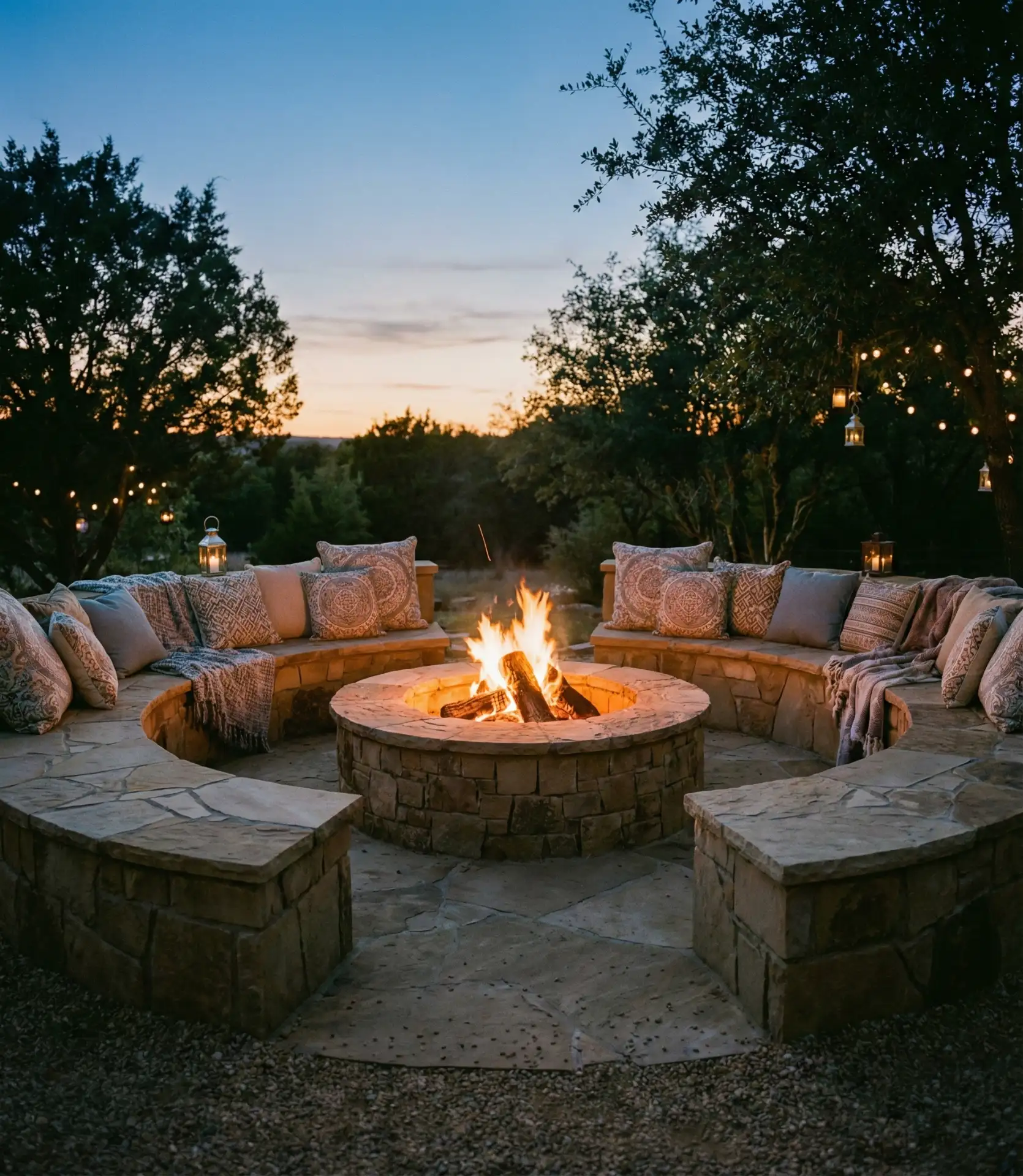 Fire Pit Lounge with Built-In Seating 1
