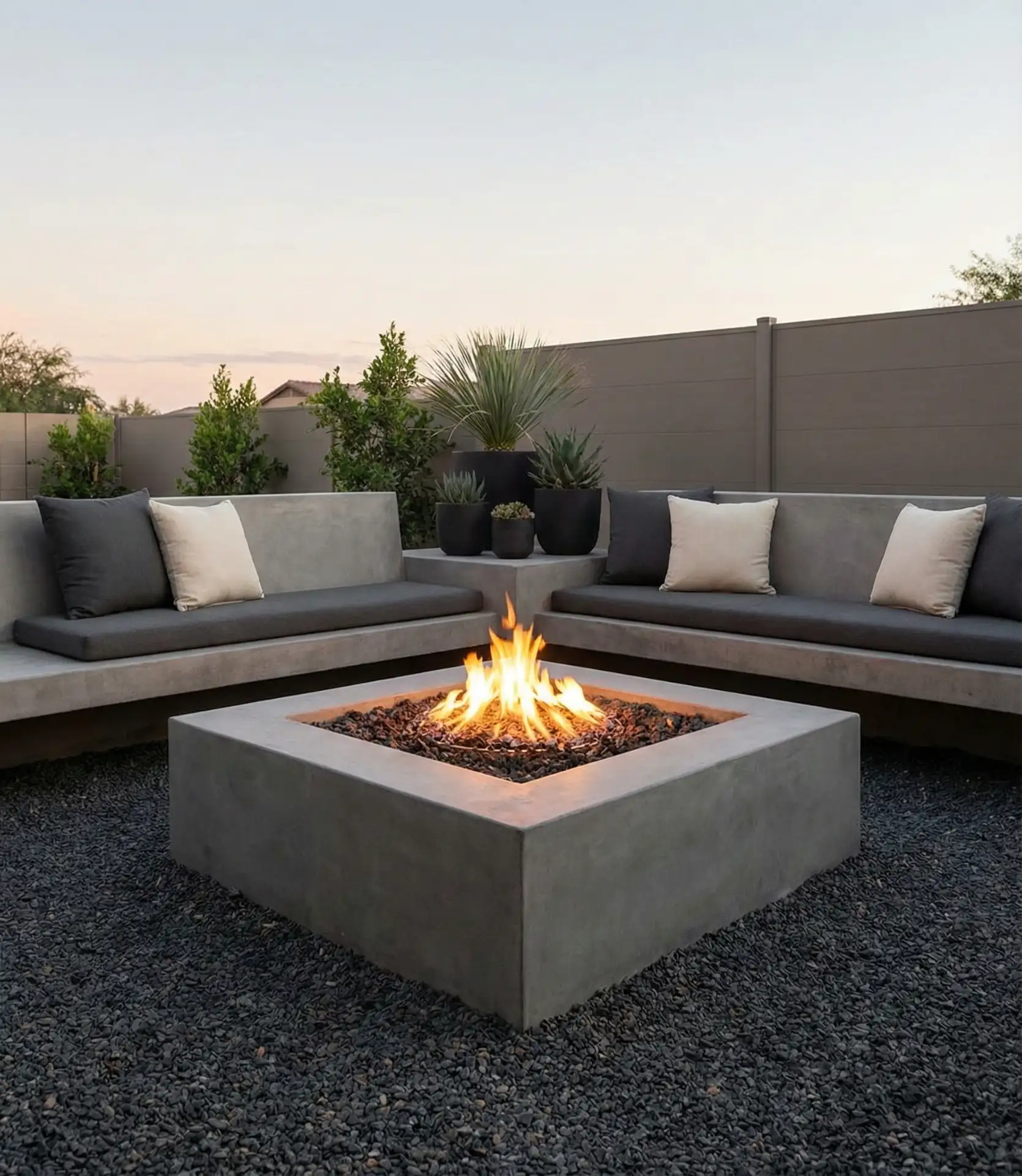 Fire Pit Lounge with Built-In Seating 2