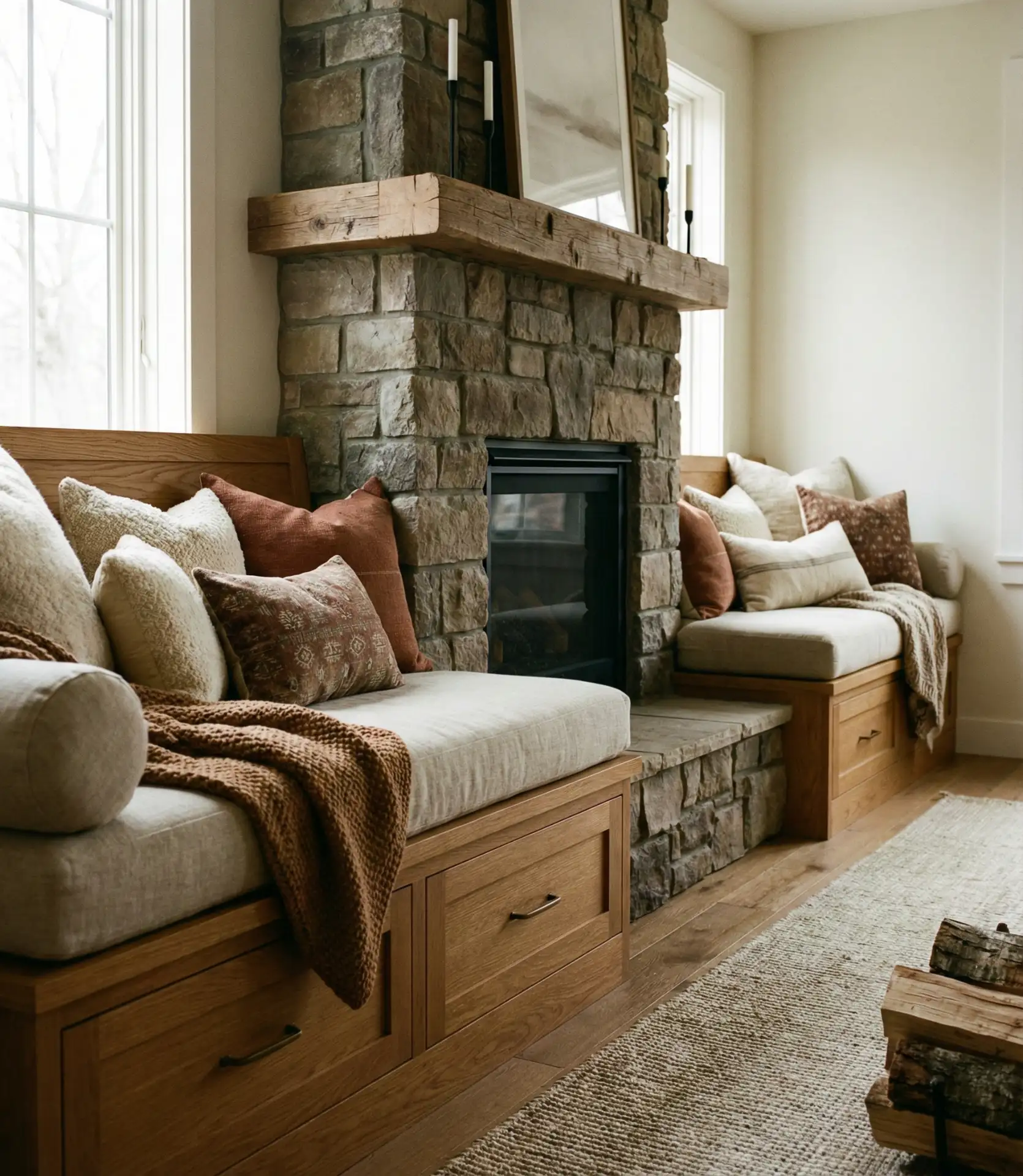 Fireplace as Focal Point with Built-In Seating 1