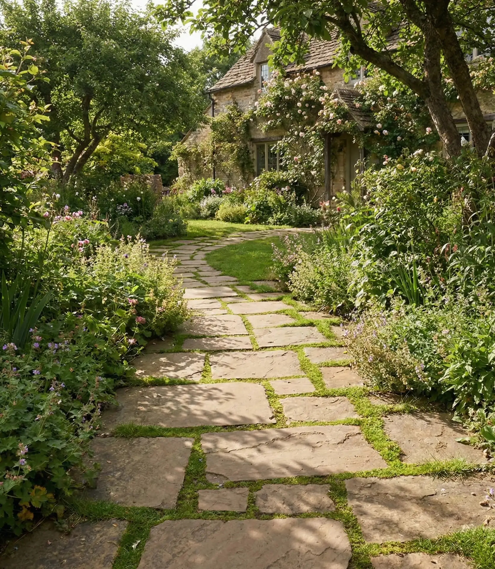 Flagstone with Wide Grass Joints 2