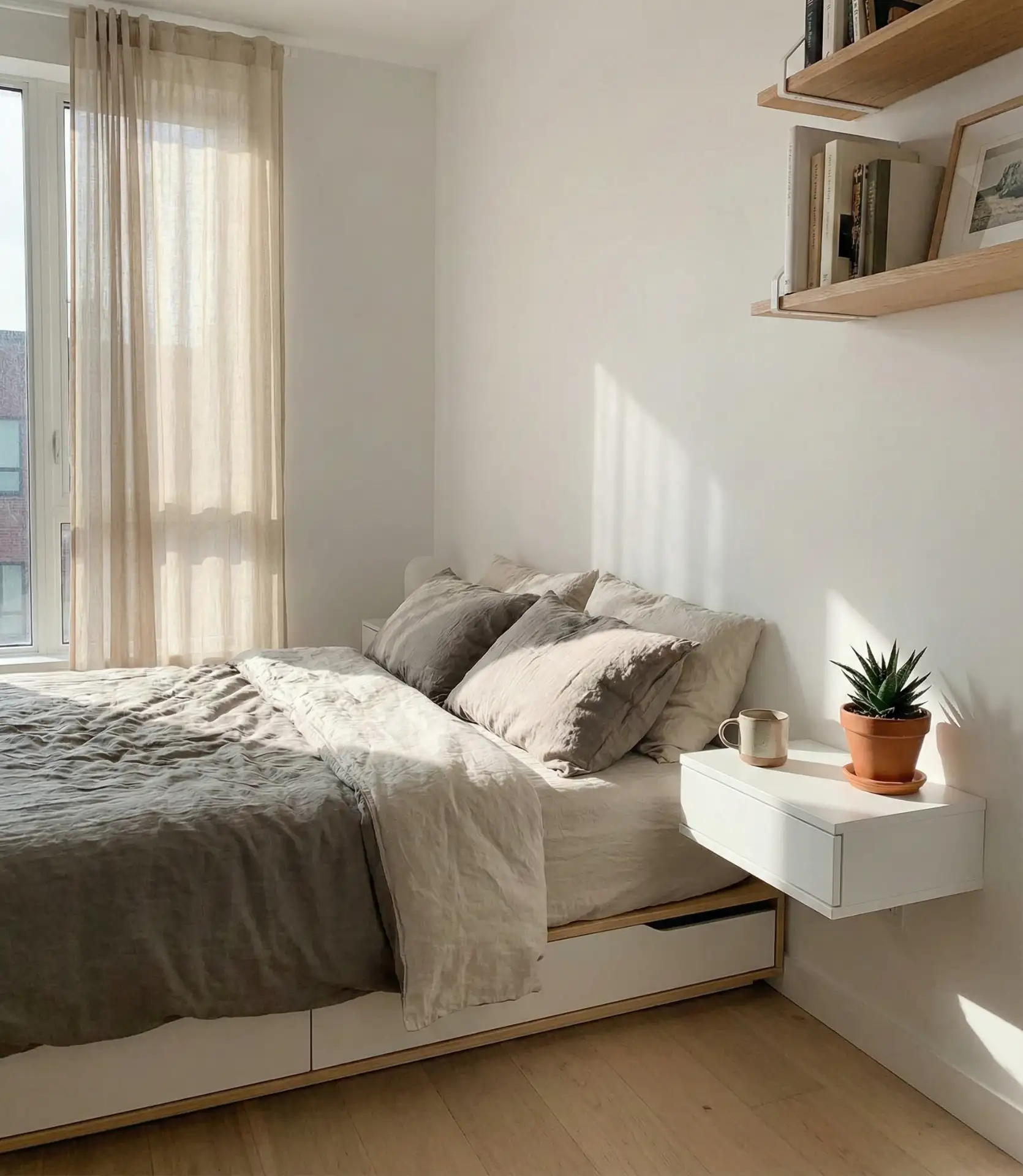 Floating Nightstands to Free Up Floor Space 1