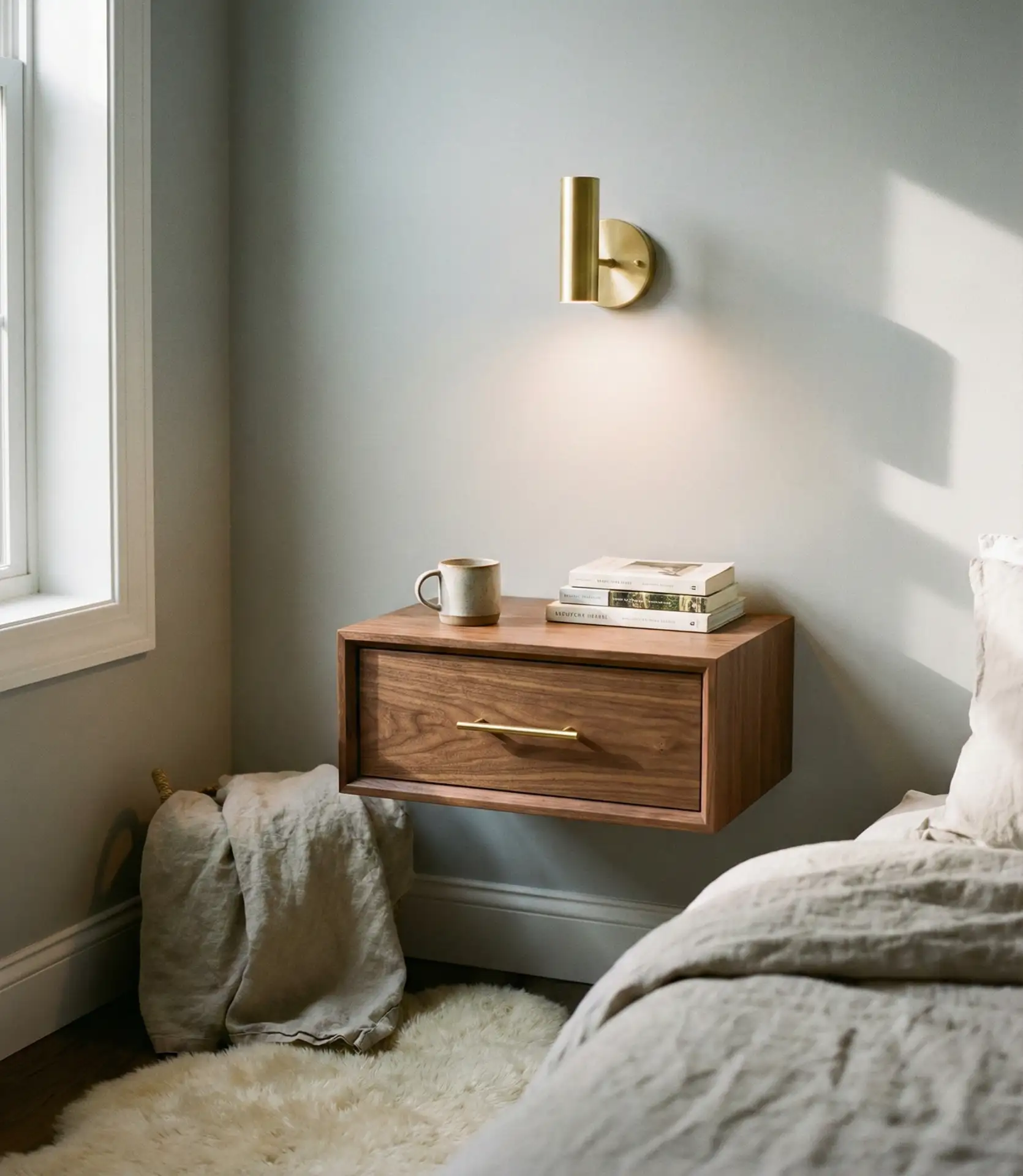 Floating Nightstands to Free Up Floor Space 2