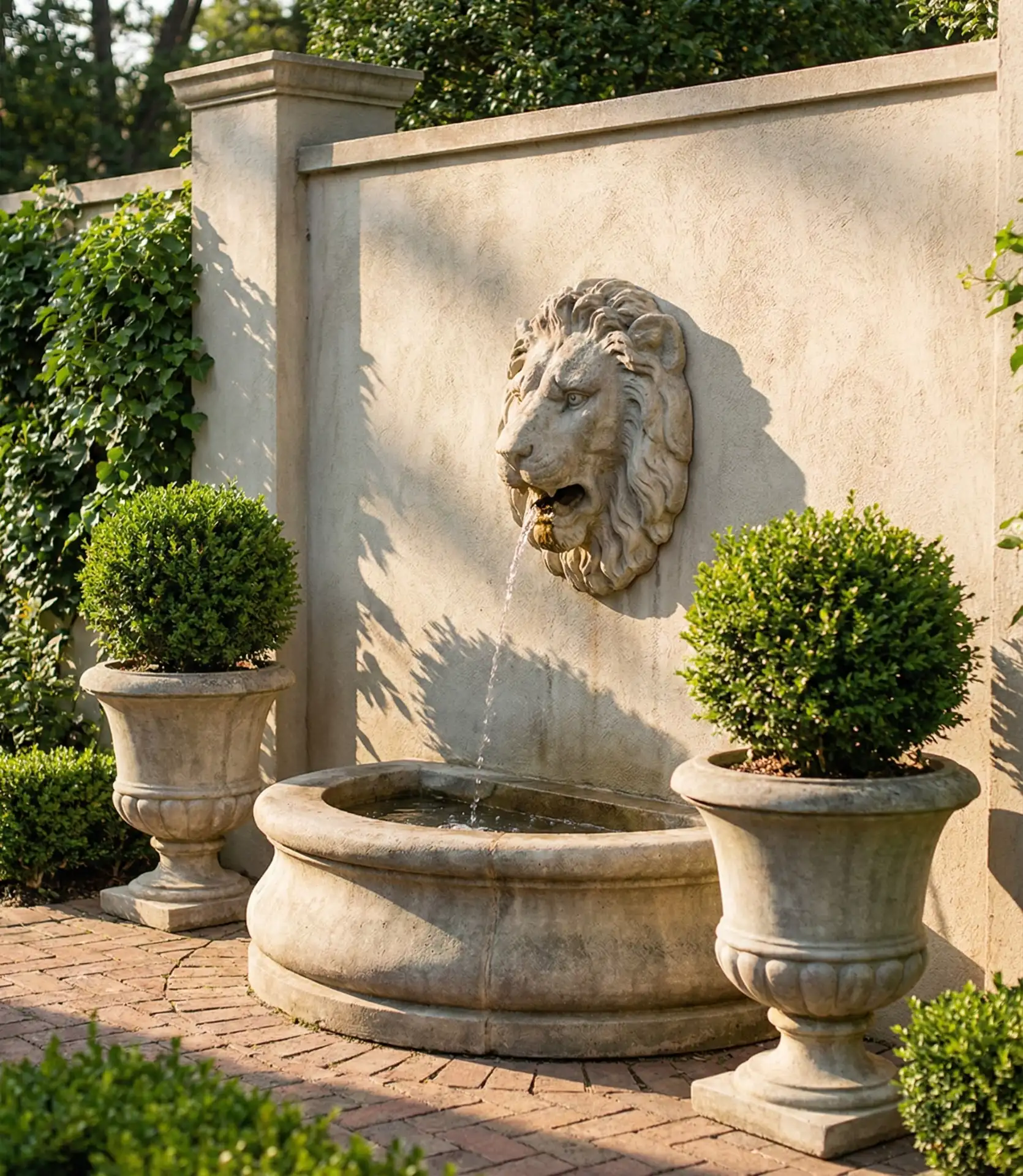 Formal Tiered Lion Head Fountain 1
