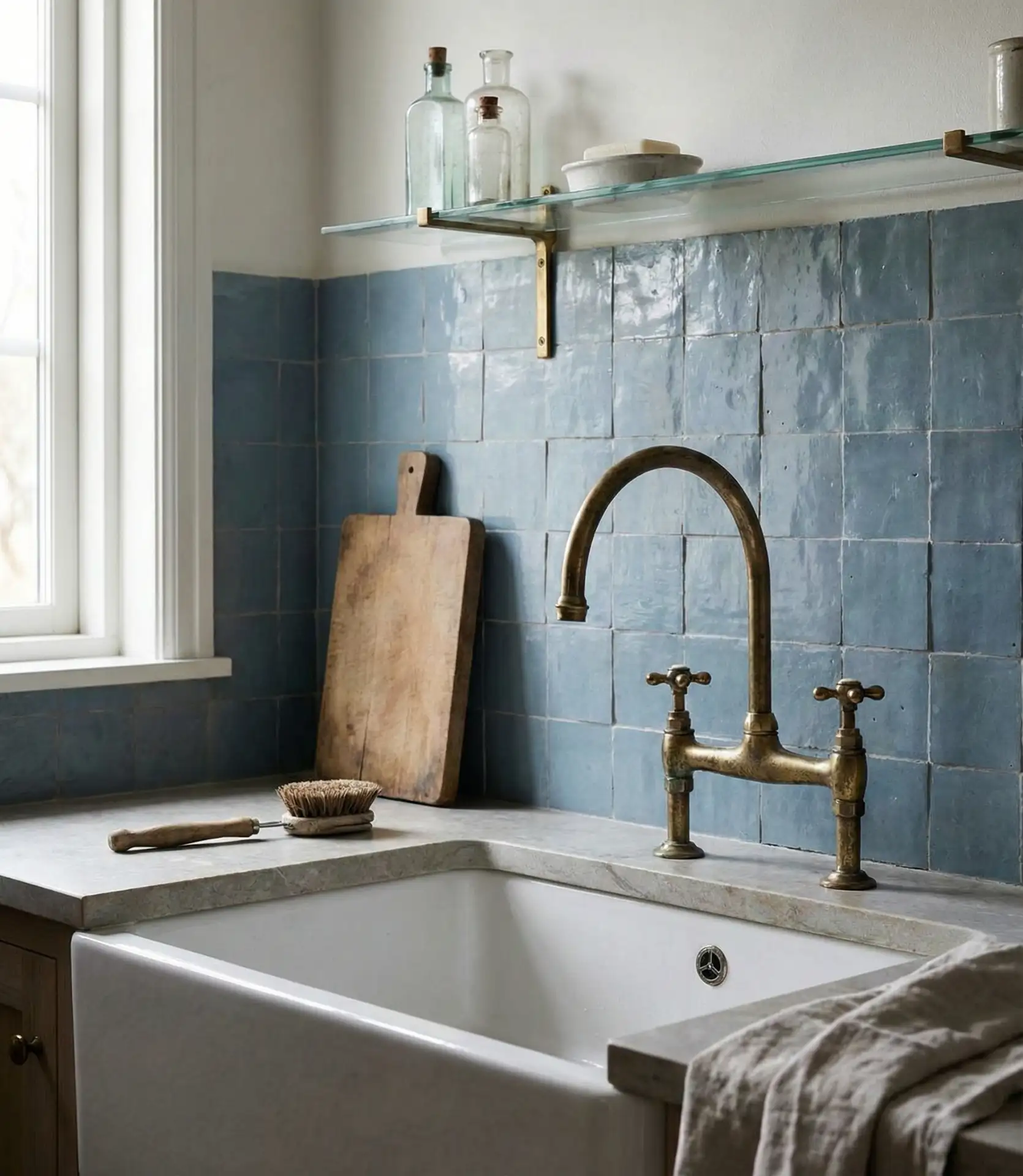 French Blue Tile Backsplash 1