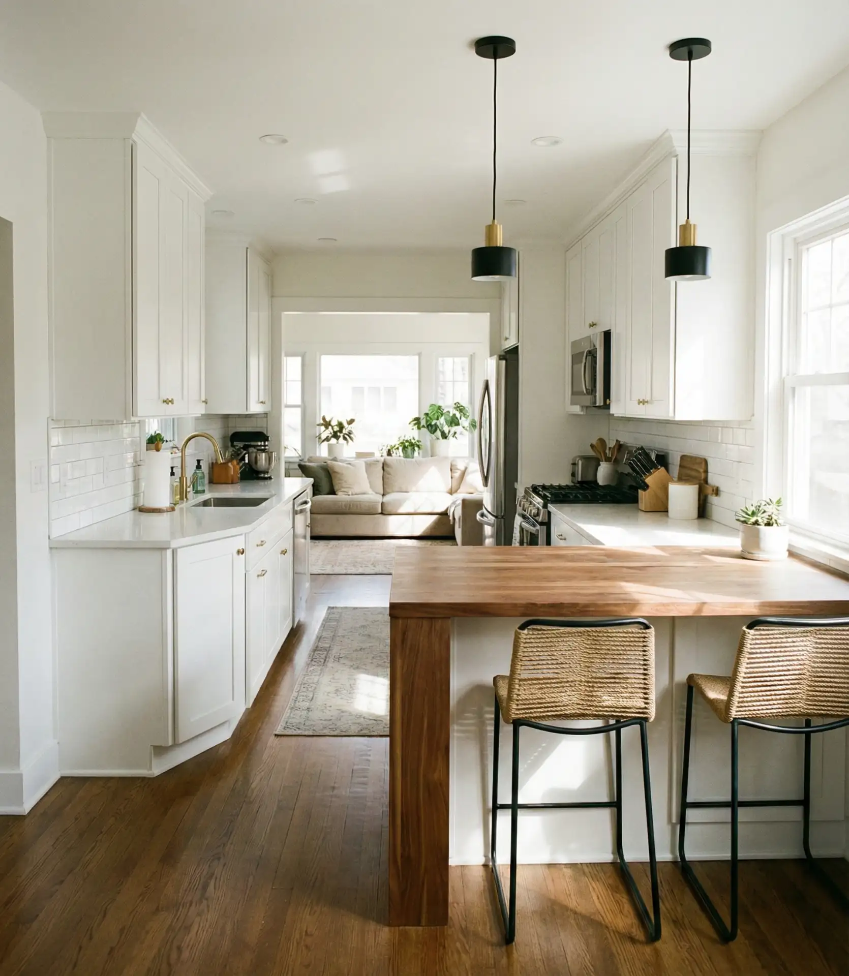 Galley Kitchen with Breakfast Bar Extension 1