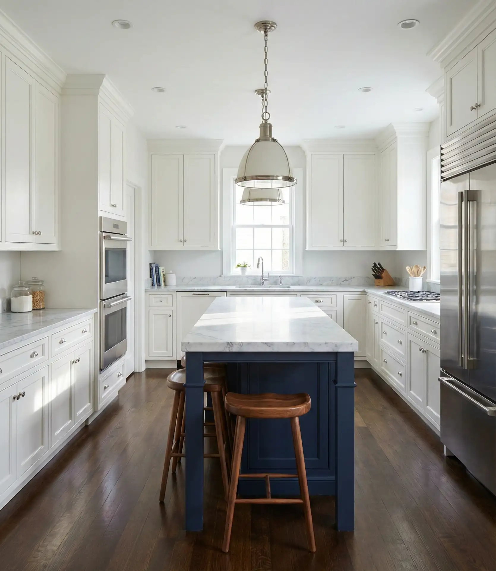 Galley Kitchen with Island Layout Hybrid 1