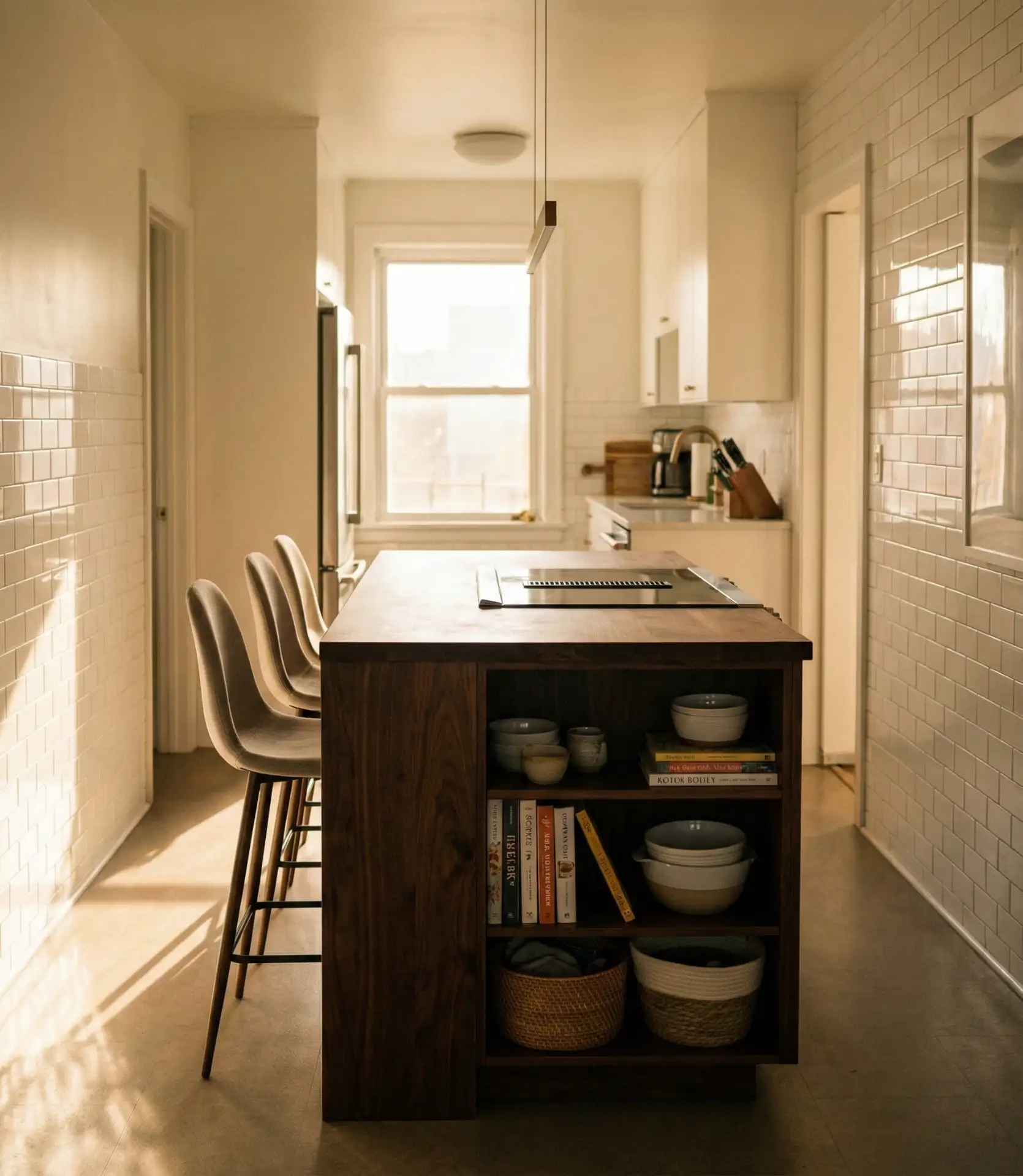 Galley Kitchen with Island for Expanded Storage 1