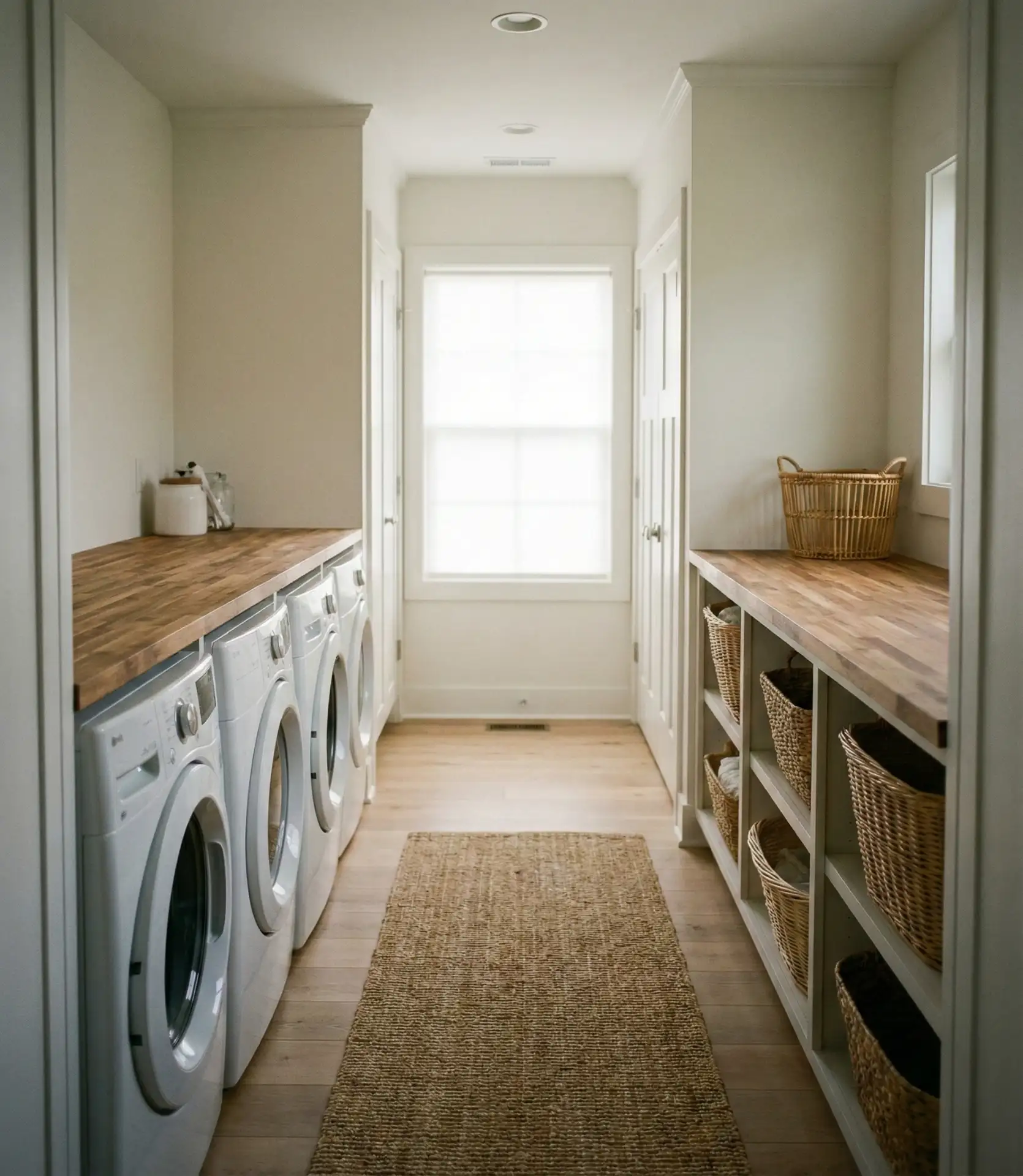 Galley-Style Laundry with Narrow Countertop 1