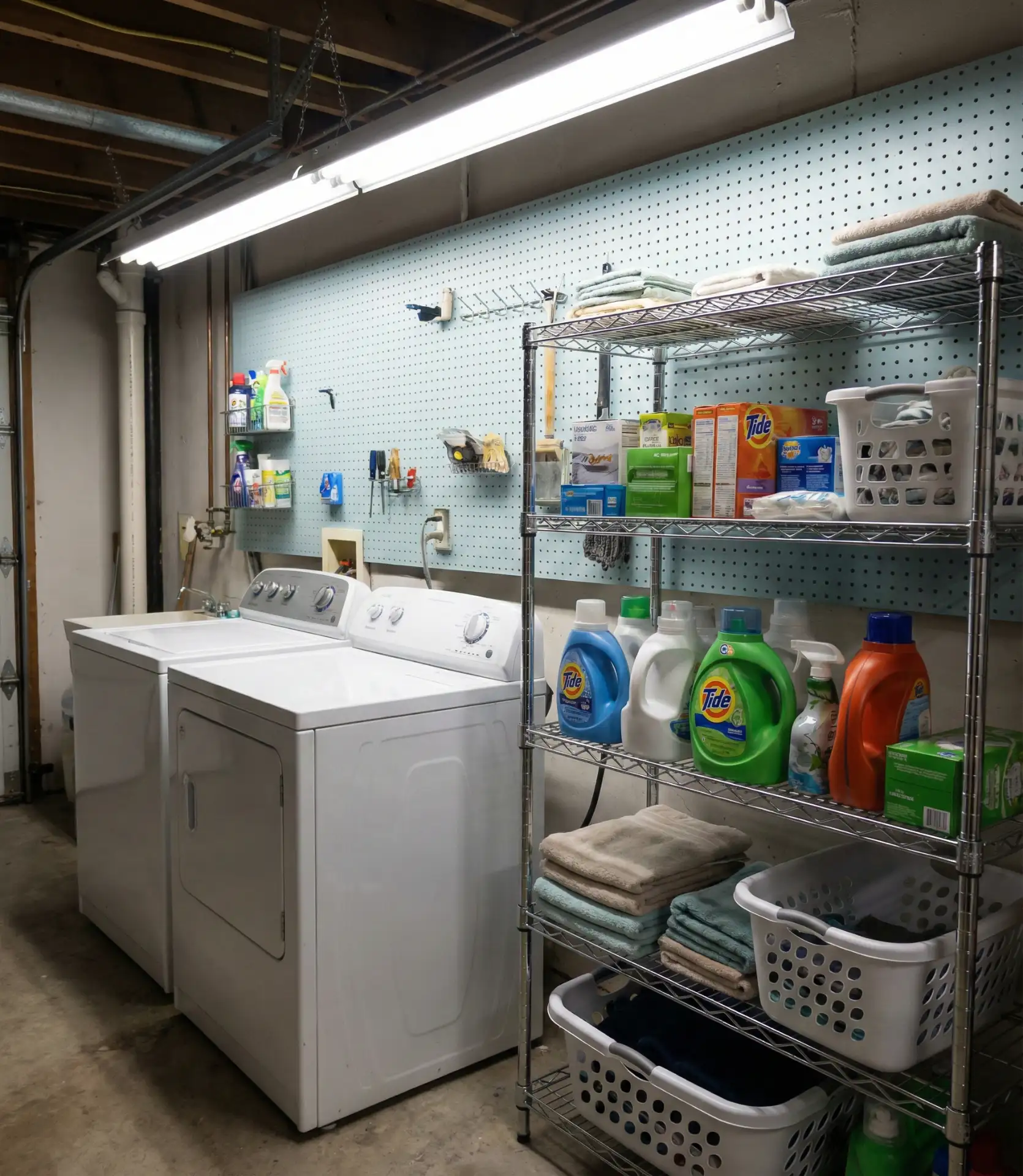 Garage Laundry with Industrial Shelving 1