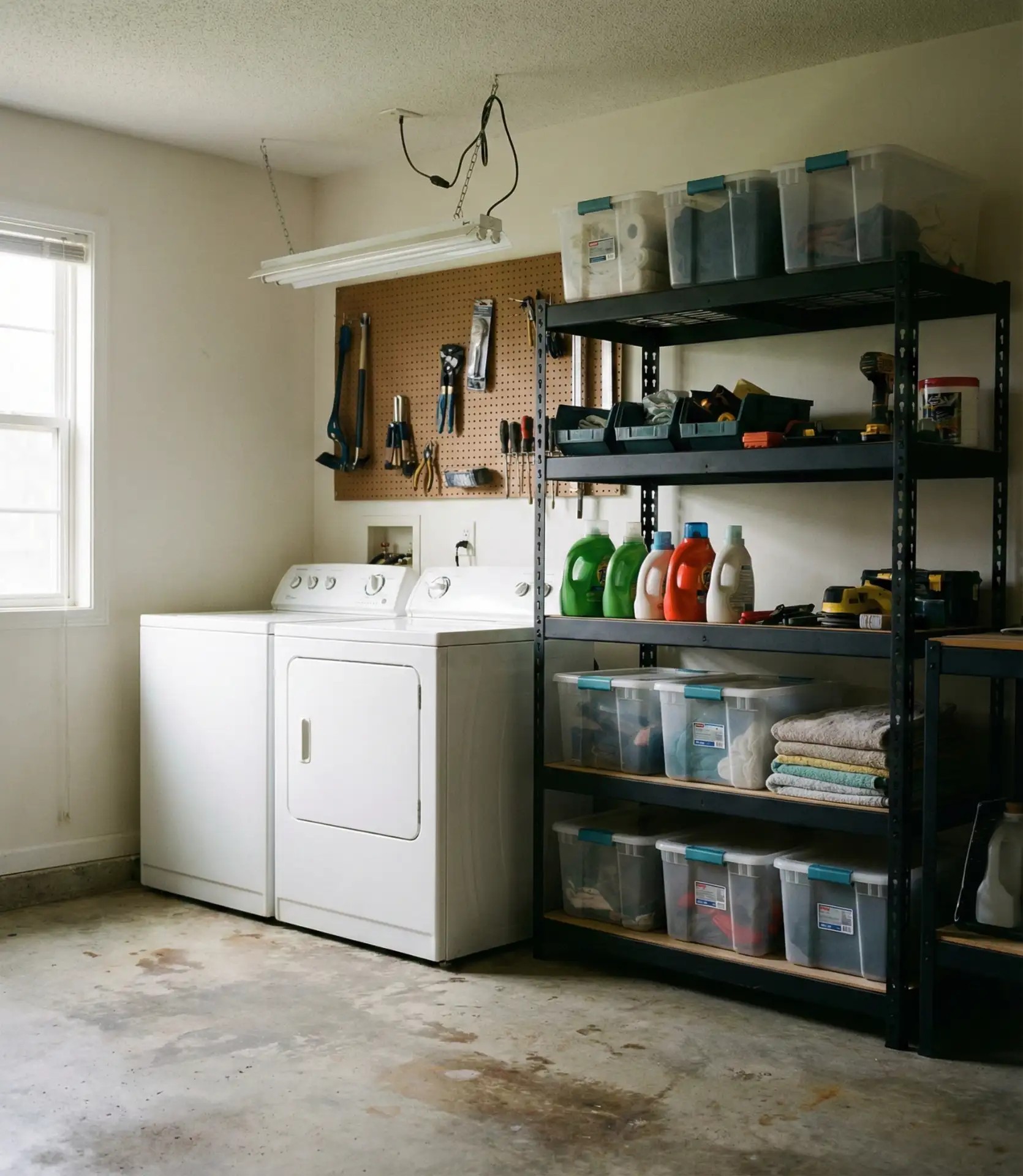 Garage Laundry with Industrial Shelving 2
