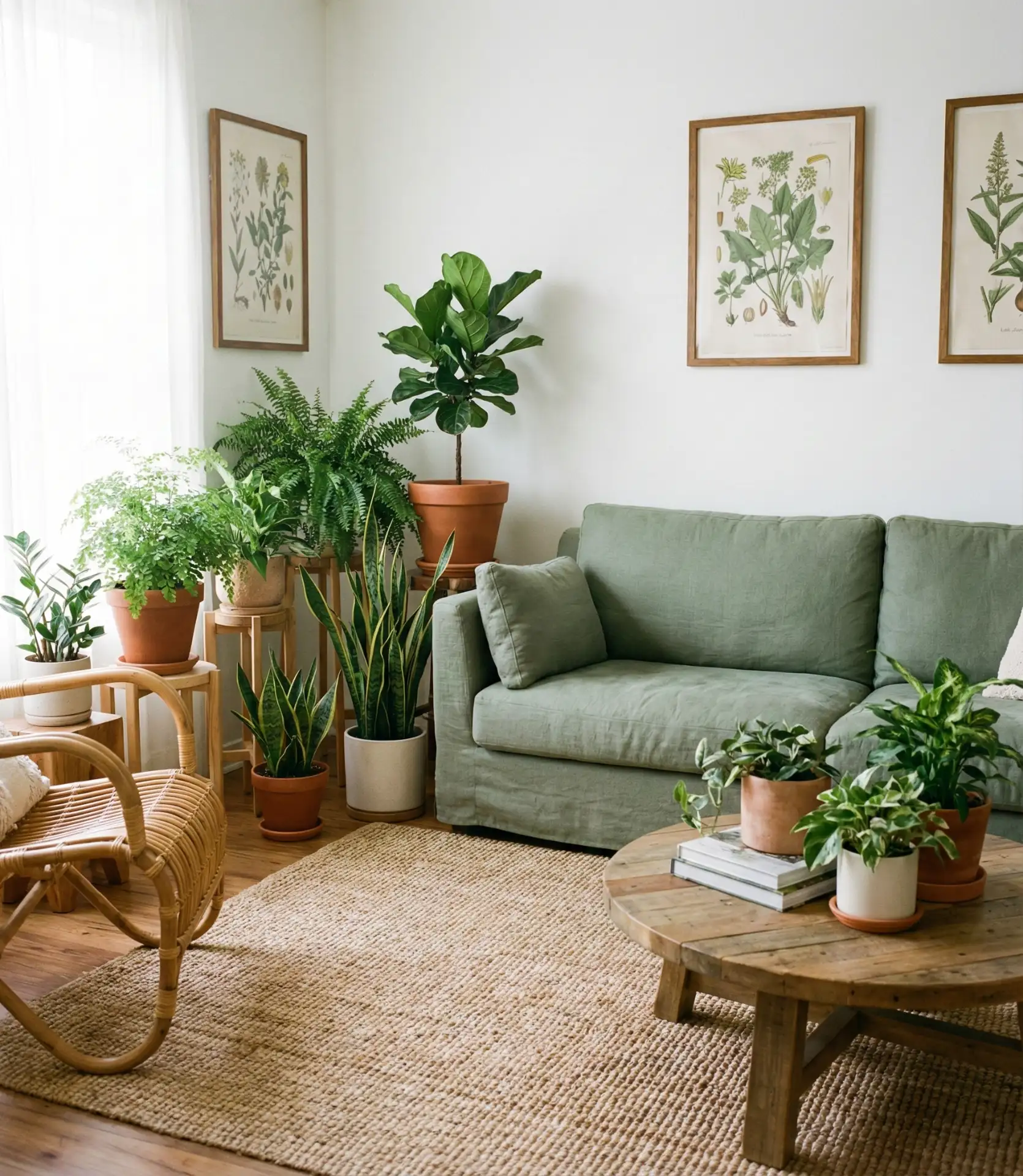 Green Couch With Botanical Themes 2