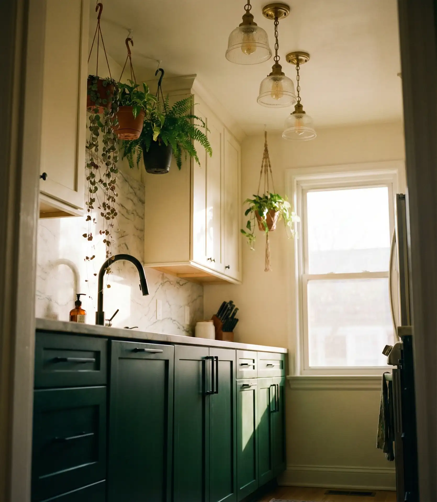Green Galley Kitchen with Nature-Inspired Palette 1