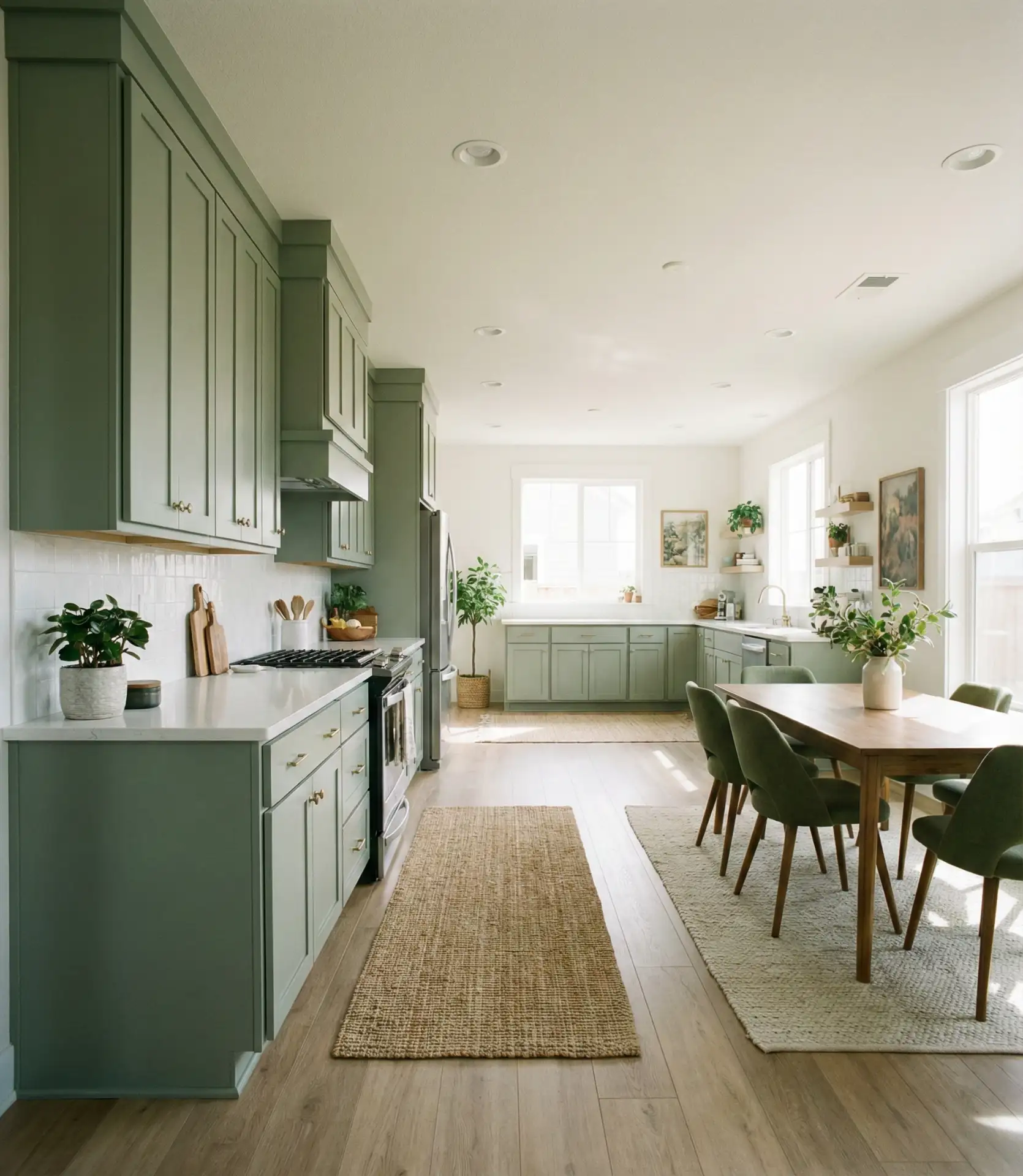 Green Kitchen Color Palettes for Open-Concept Homes 2