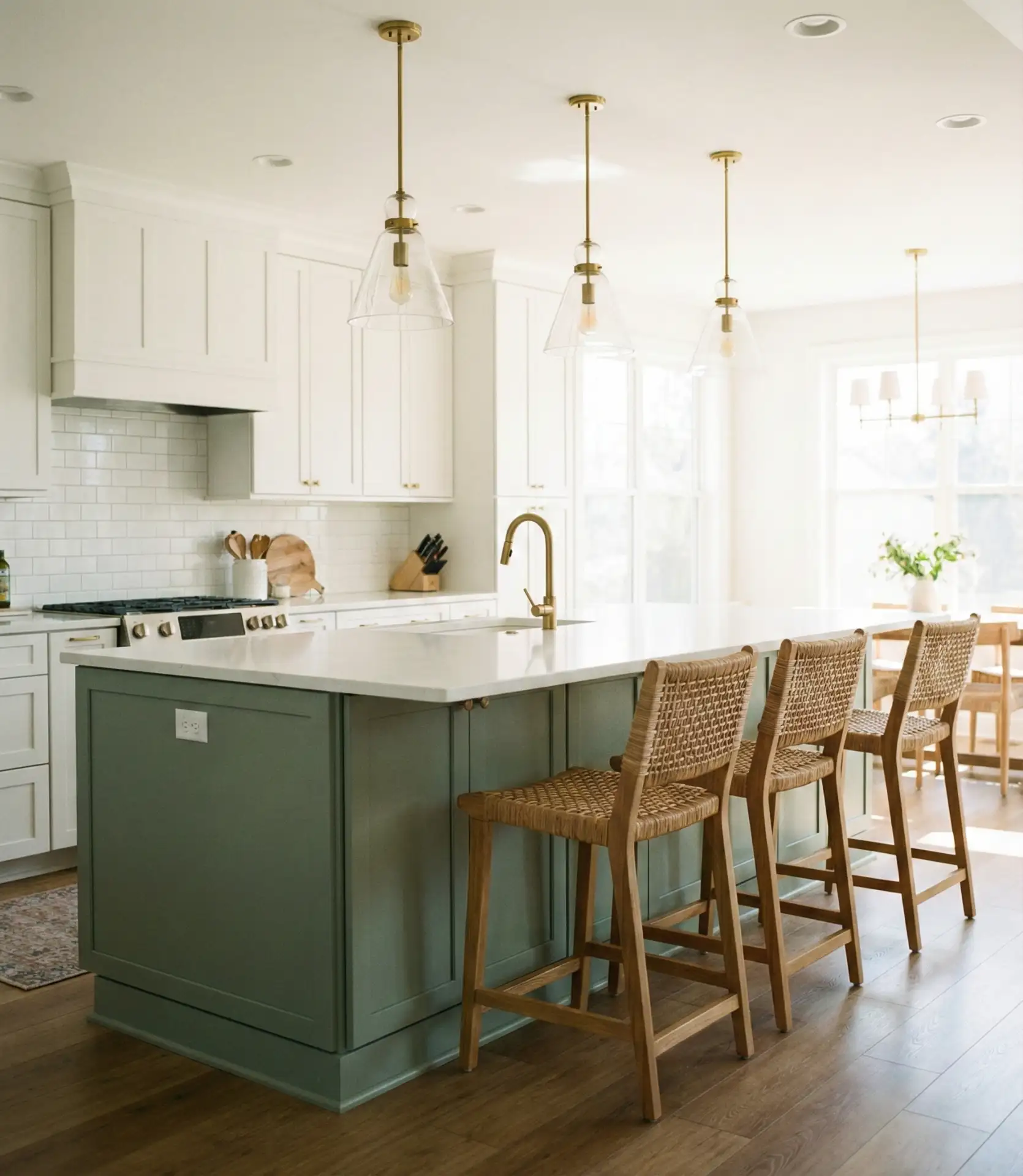 Green Kitchen Island with Seating 1
