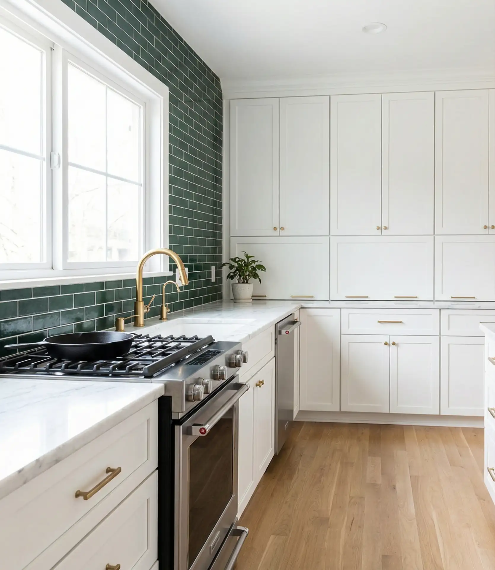 Green Tile Accent Wall in Modern Kitchens 2