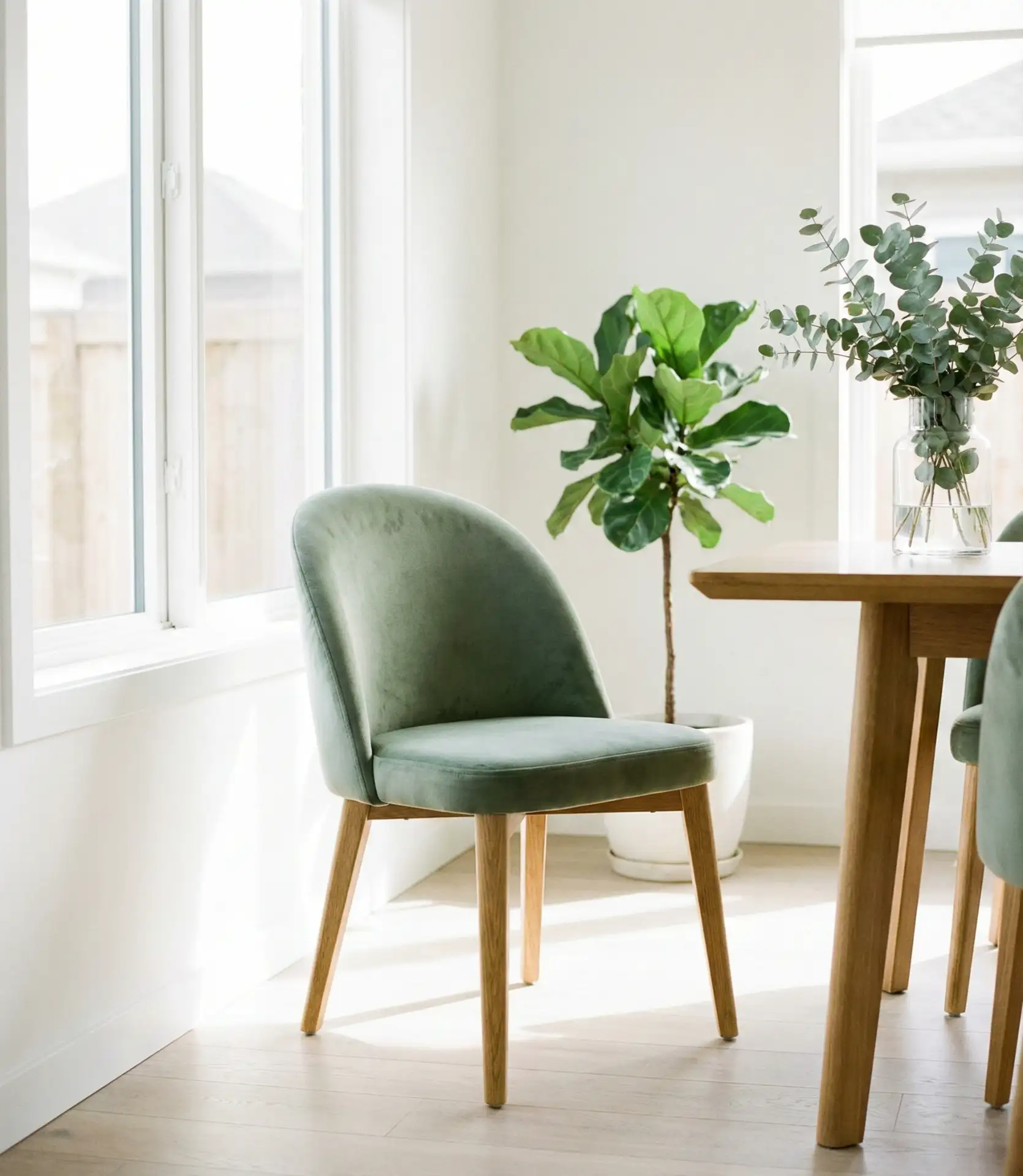 Green Velvet Chairs for Botanical-Inspired Dining 2