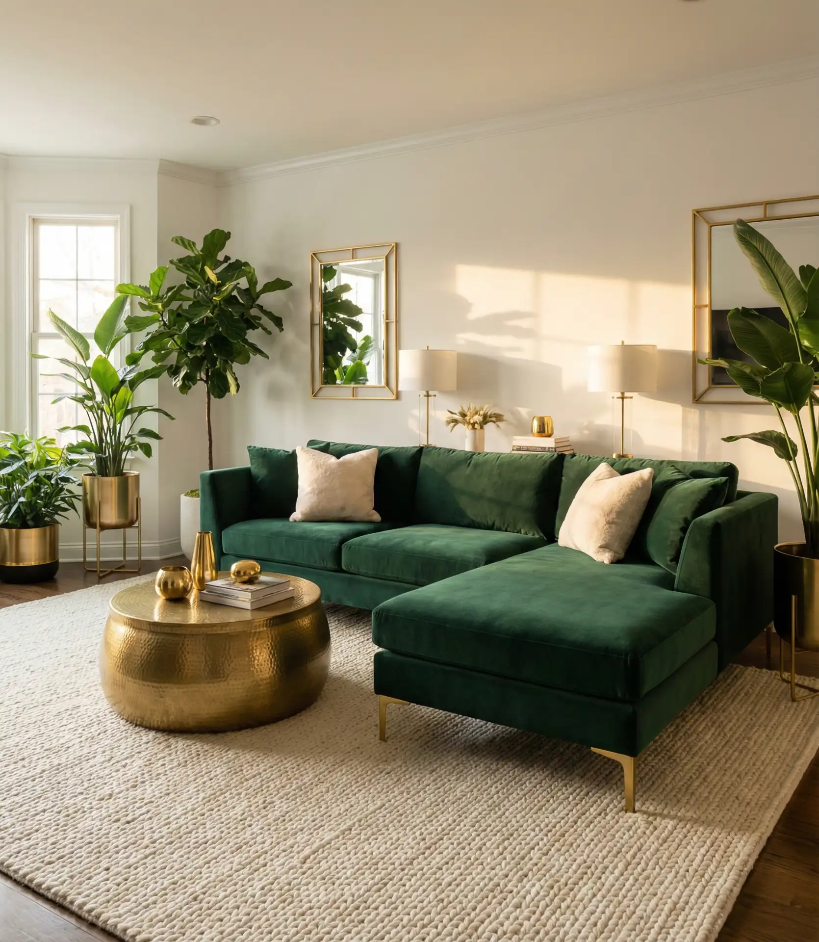 Green Velvet Sectional with Jewel-Tone Richness 1