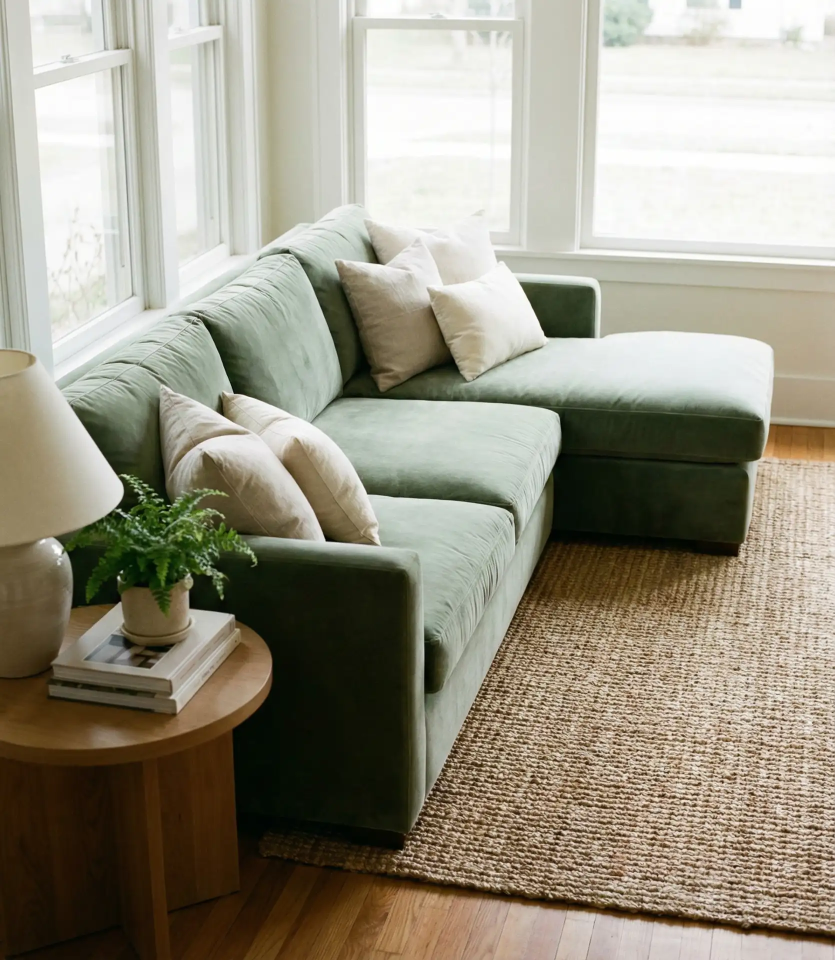 Green Velvet Sectional with Jewel-Tone Richness 2