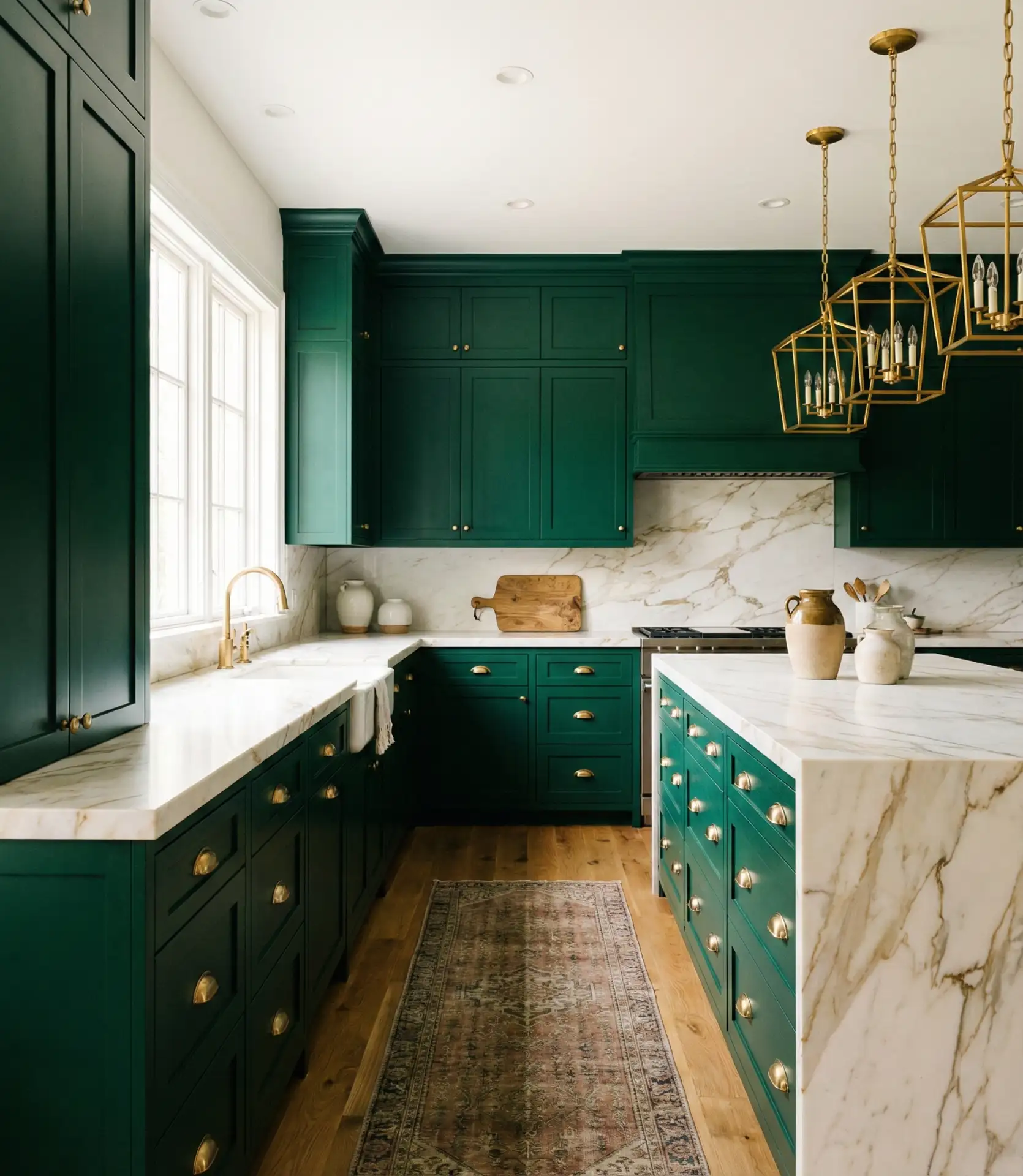 Green and Gold Kitchen for a Luxe Look 1