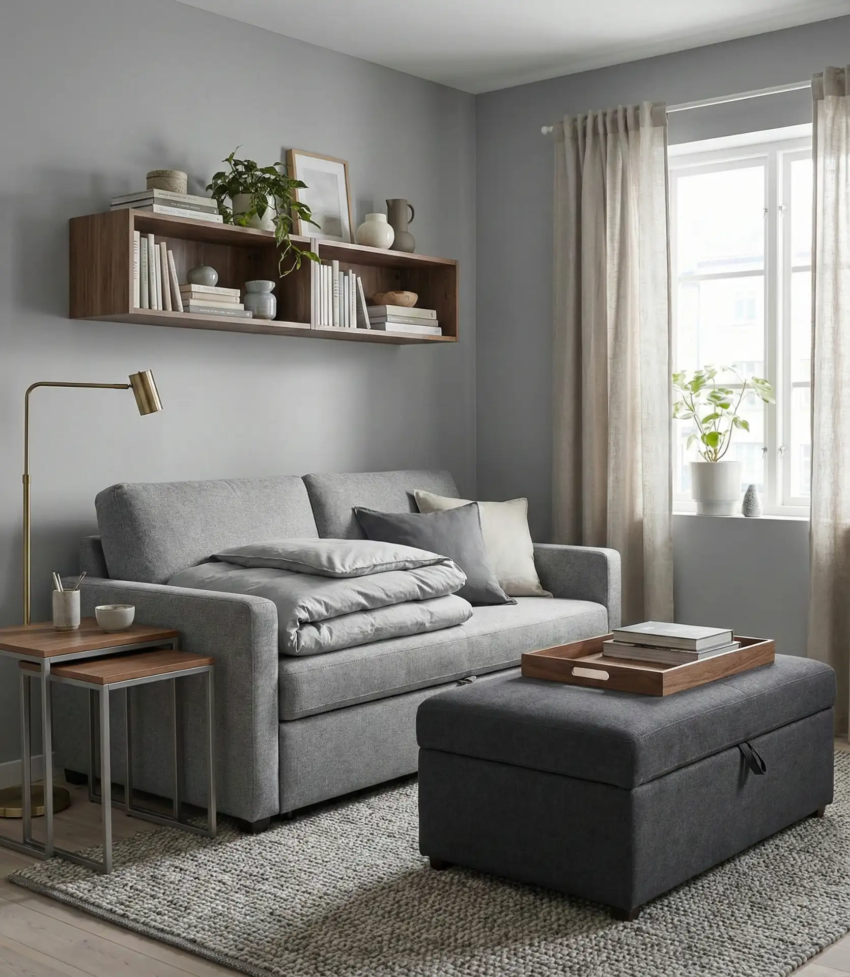 Grey Apartment with Multi-Functional Furniture 2