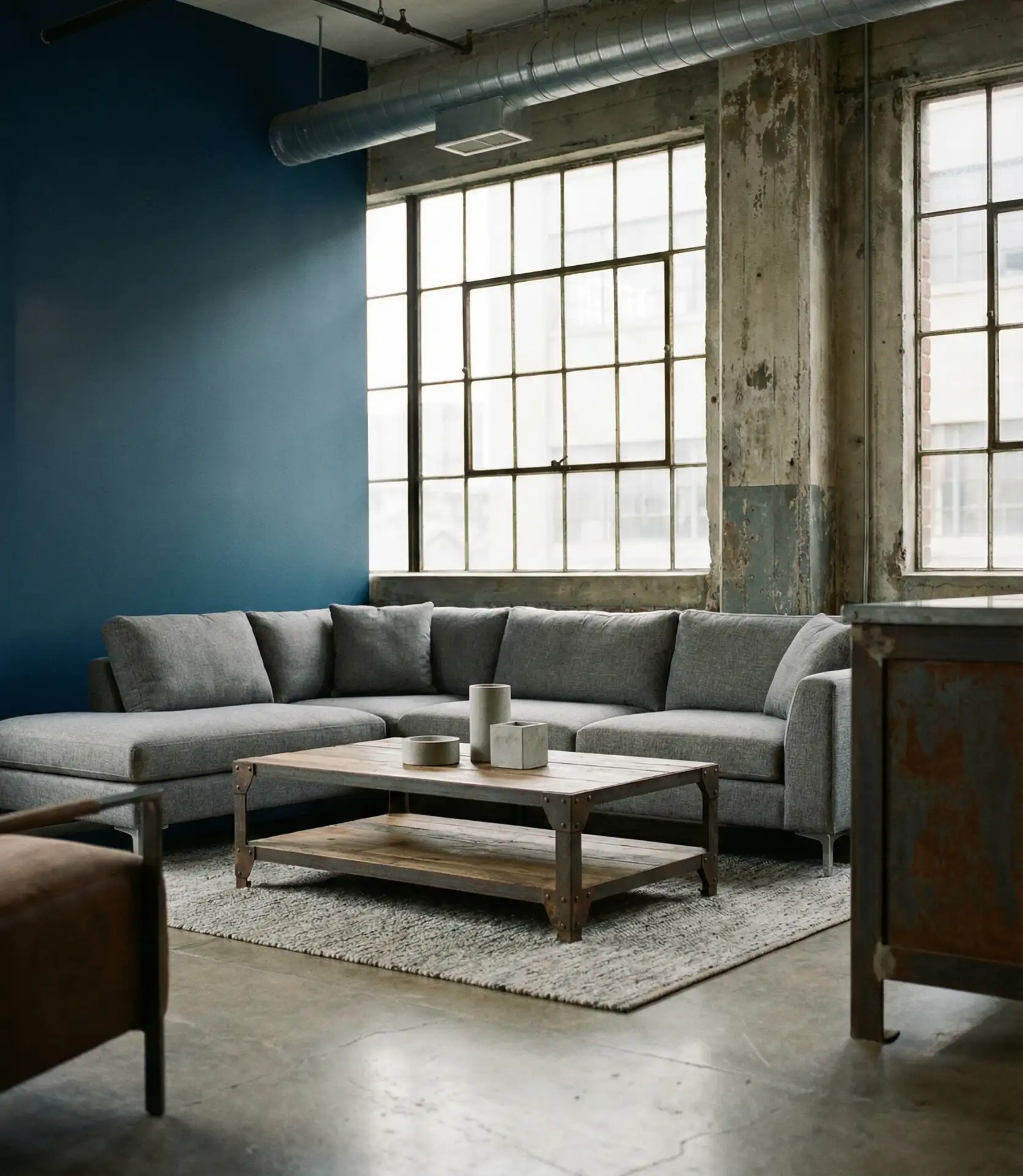 Grey and Blue Industrial Loft 1