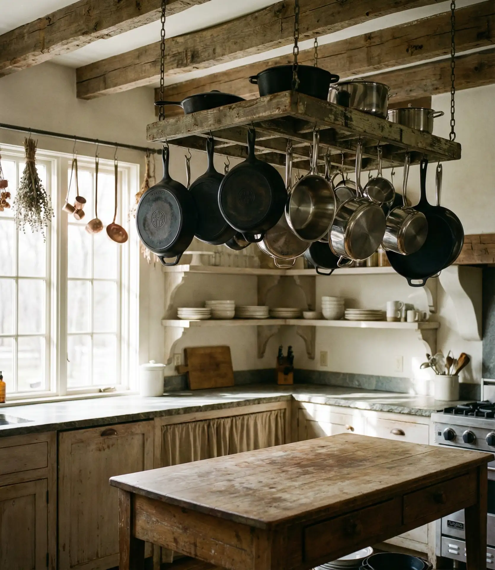 Hanging Pot Rack Above the Island 1