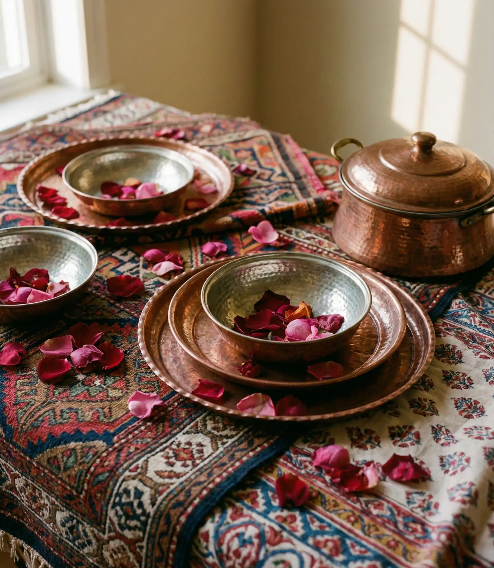 Indian-Inspired Colorful Silk Table Drape 1