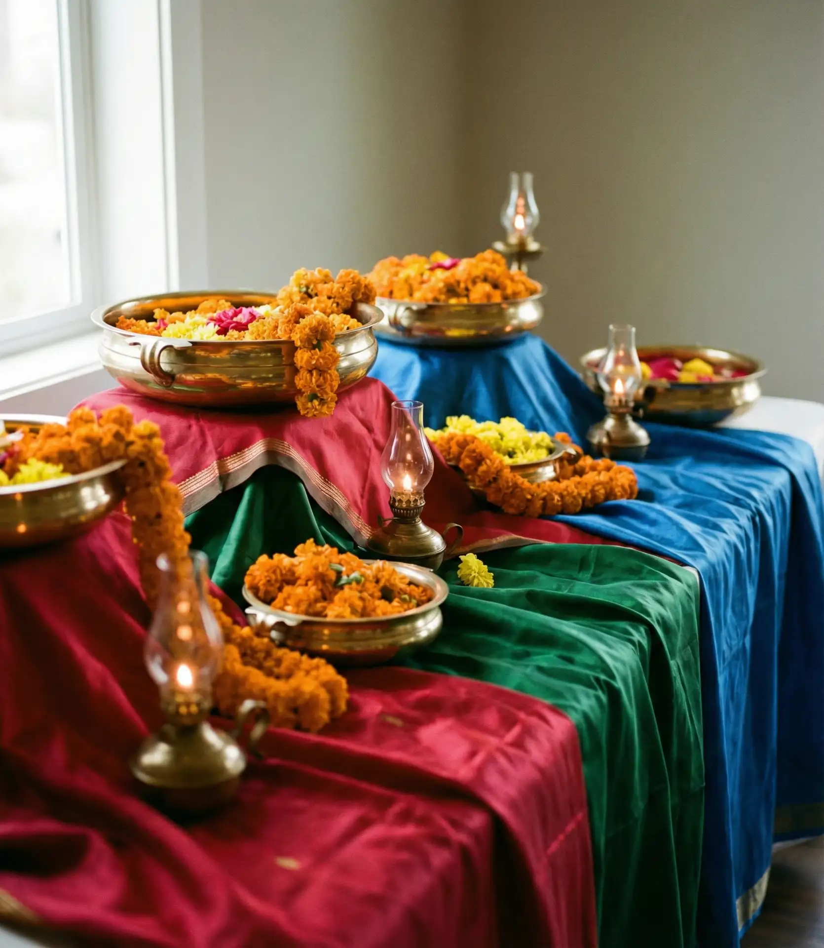 Indian-Inspired Colorful Silk Table Drape 2