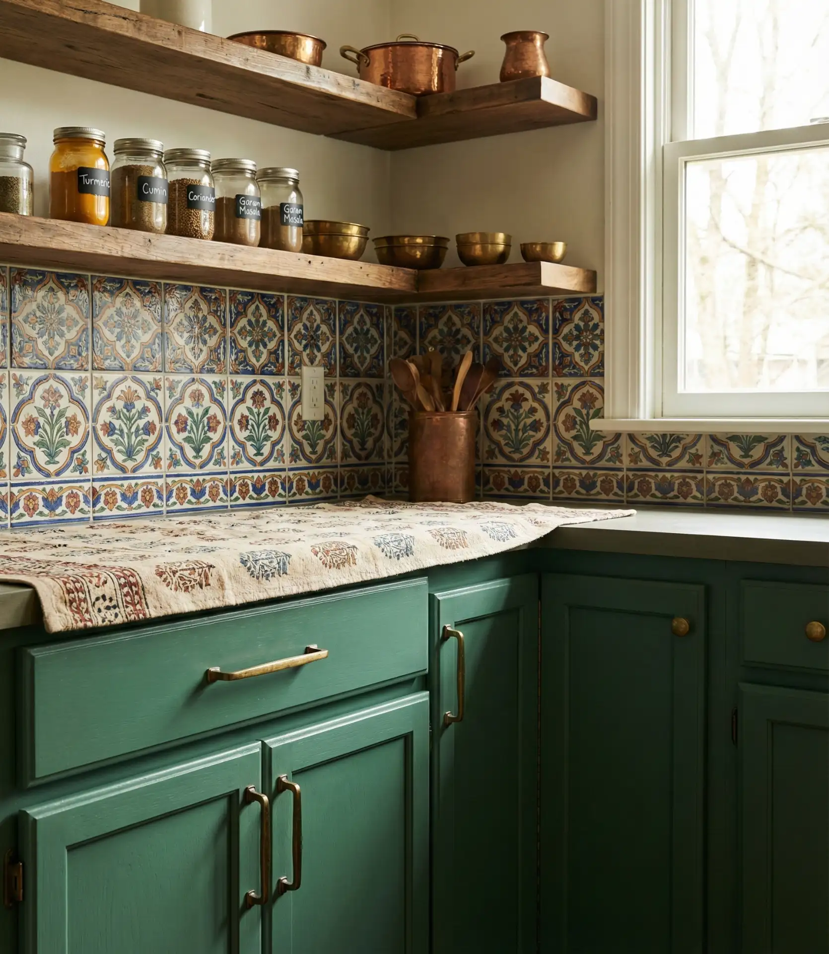 Indian-Inspired Green Kitchen Design 1