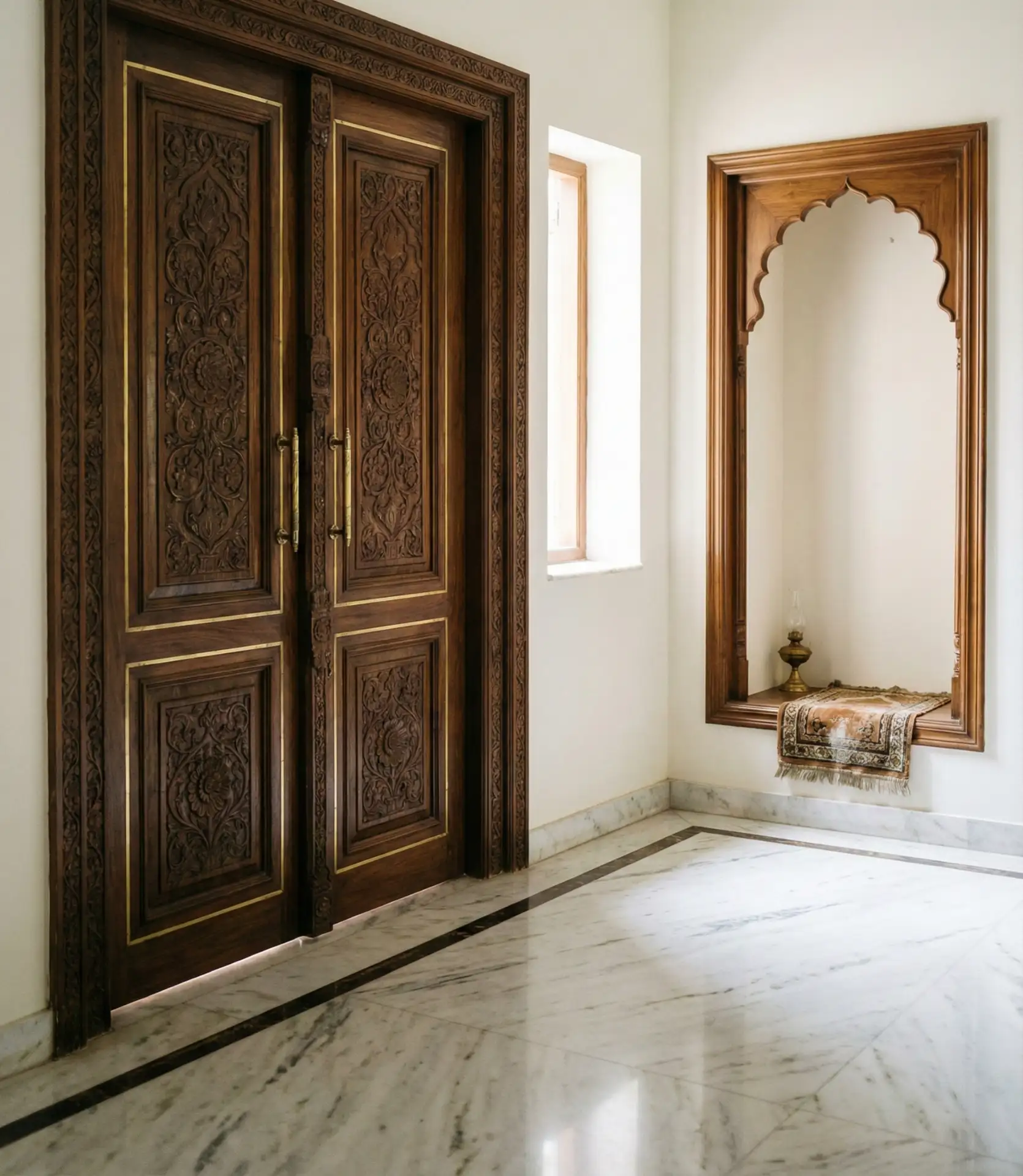 Indian Story-Style Entryway with Carved Wooden Door 2