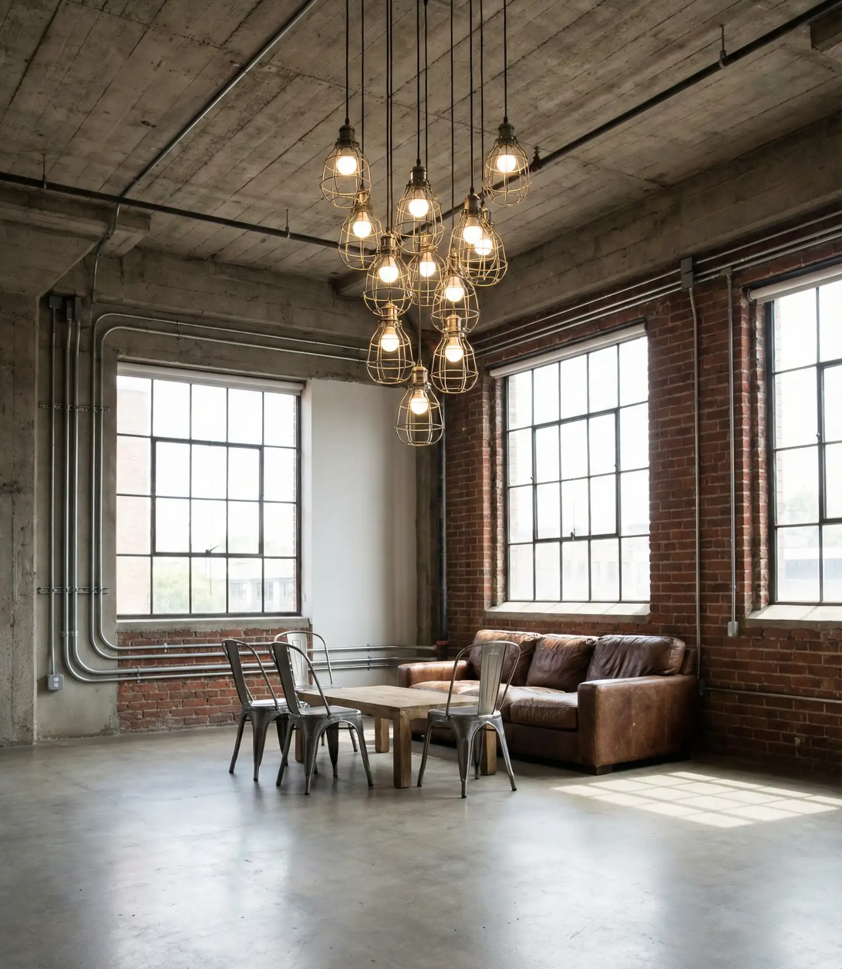Industrial Cage Pendants with Exposed Bulbs 1