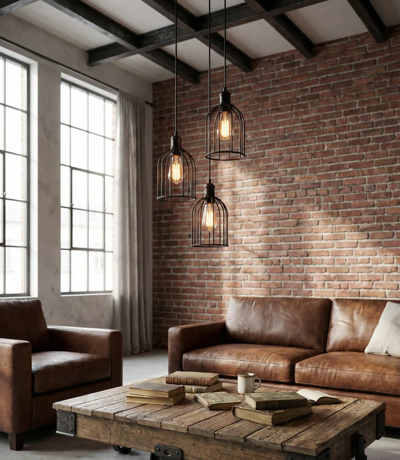 Industrial Cage Pendants with Exposed Bulbs 2