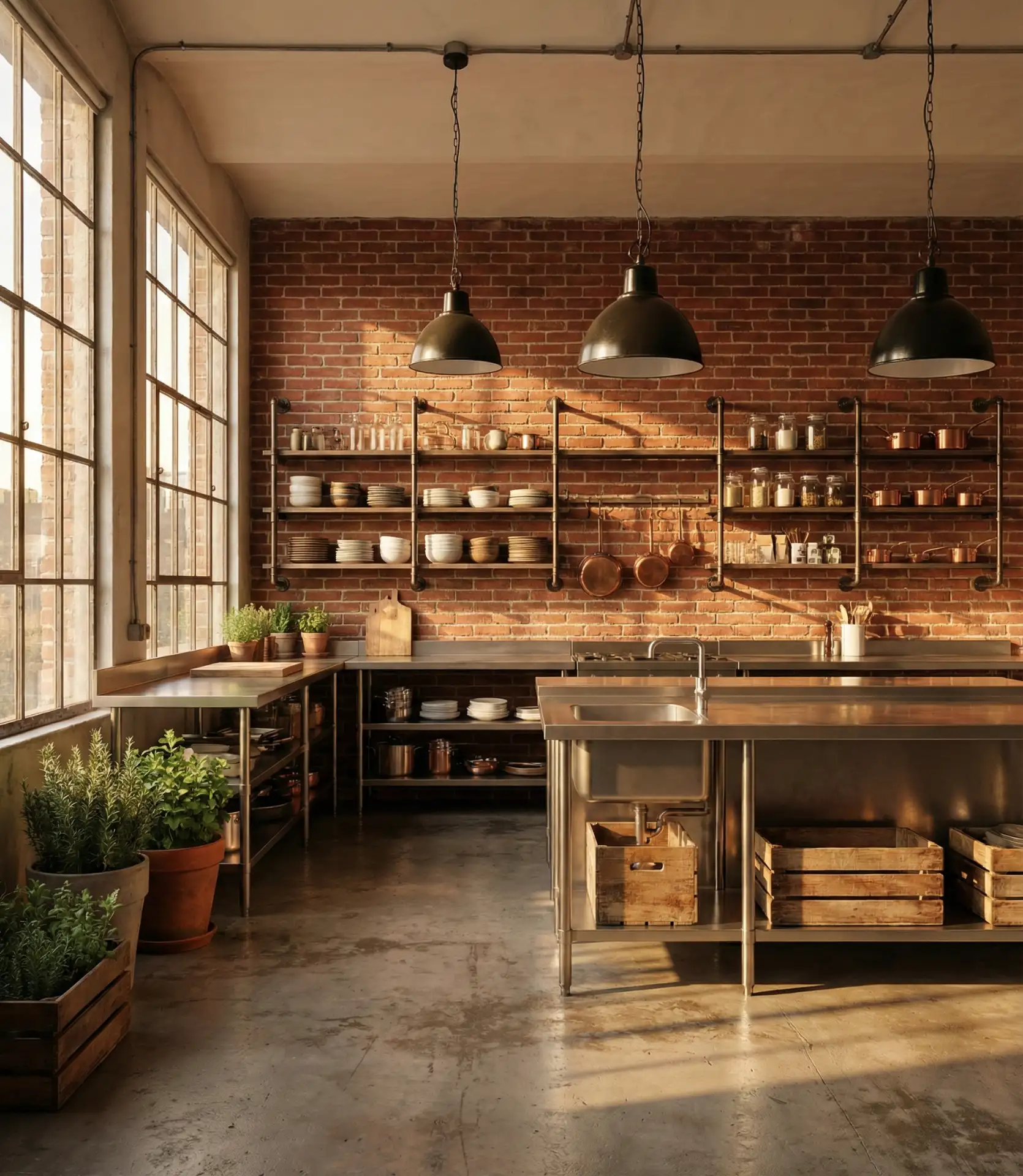 Industrial Loft with Exposed Brick and Metal 2
