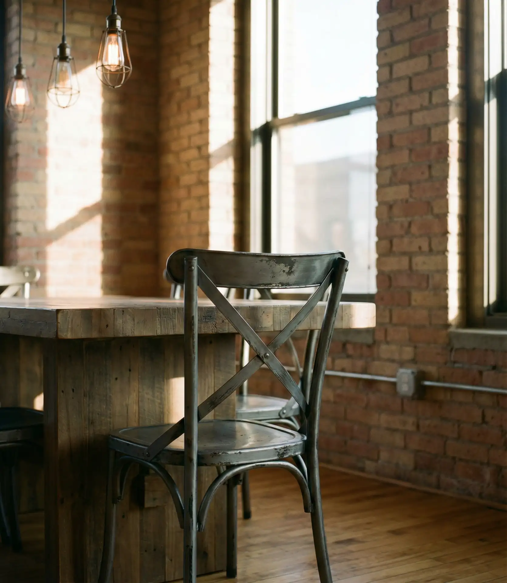 Industrial Metal Chairs with Edison-Era Inspired Design 2