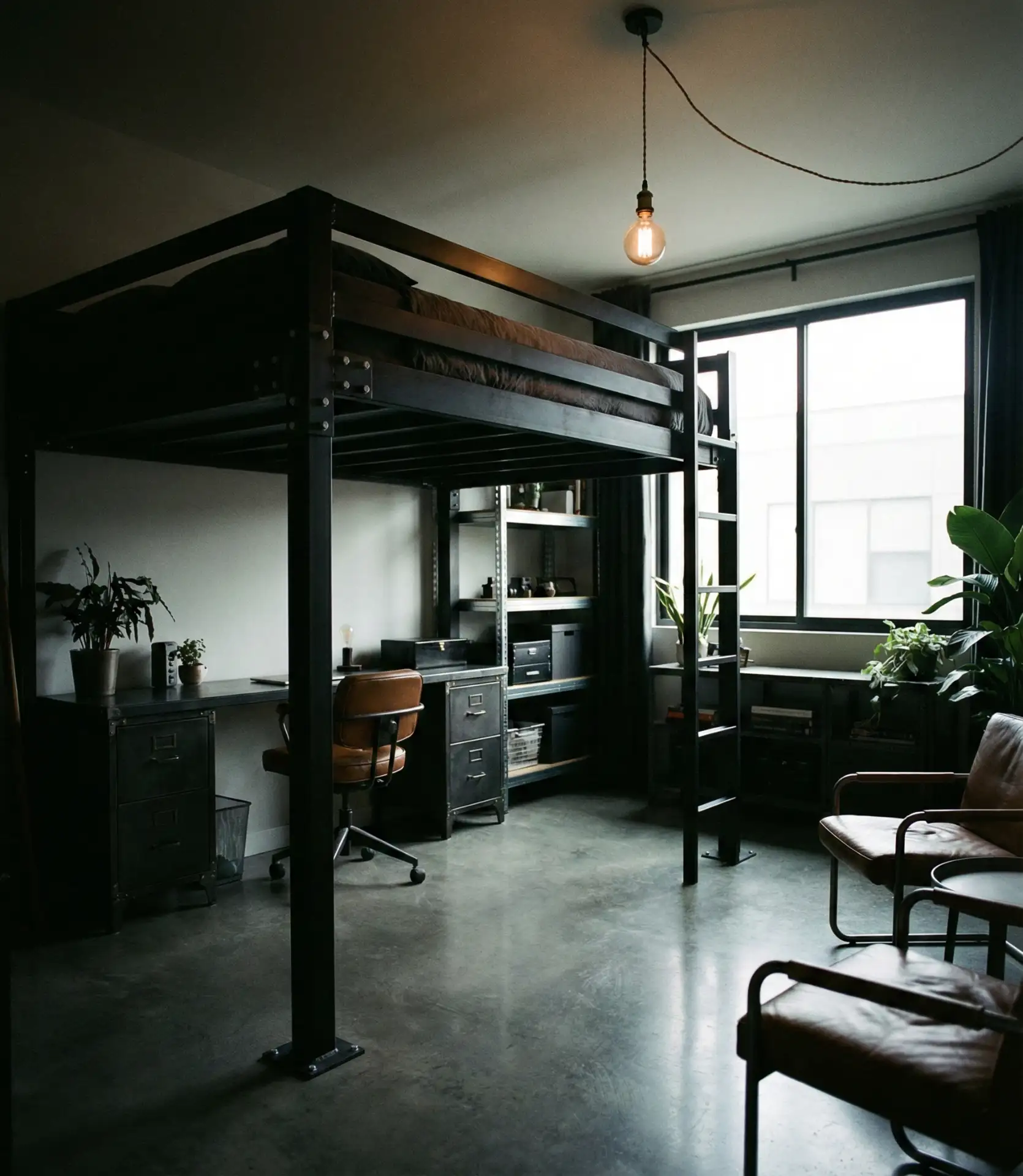 Industrial Style Metal Loft Bed 1