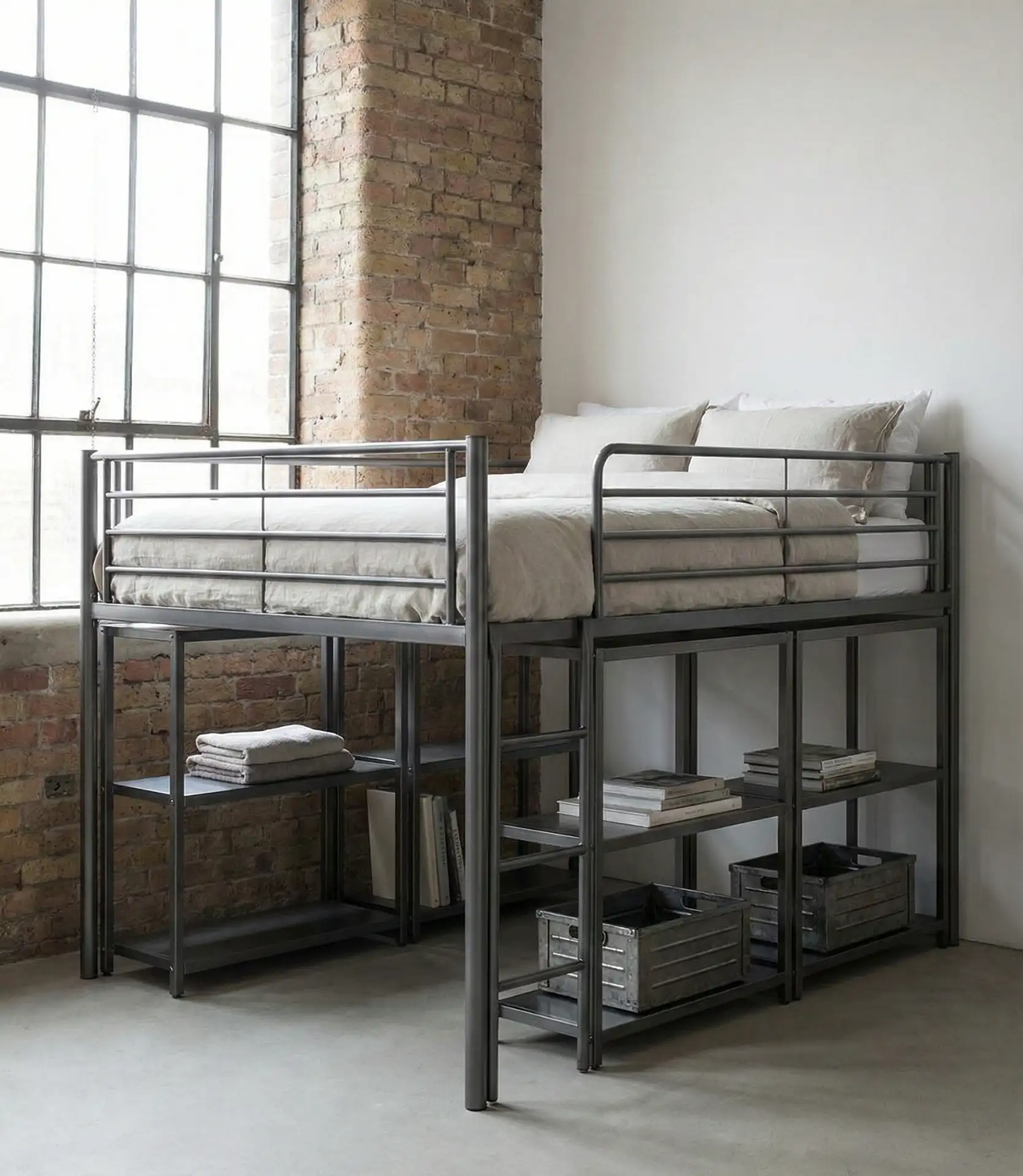 Industrial Style Metal Loft Bed 2