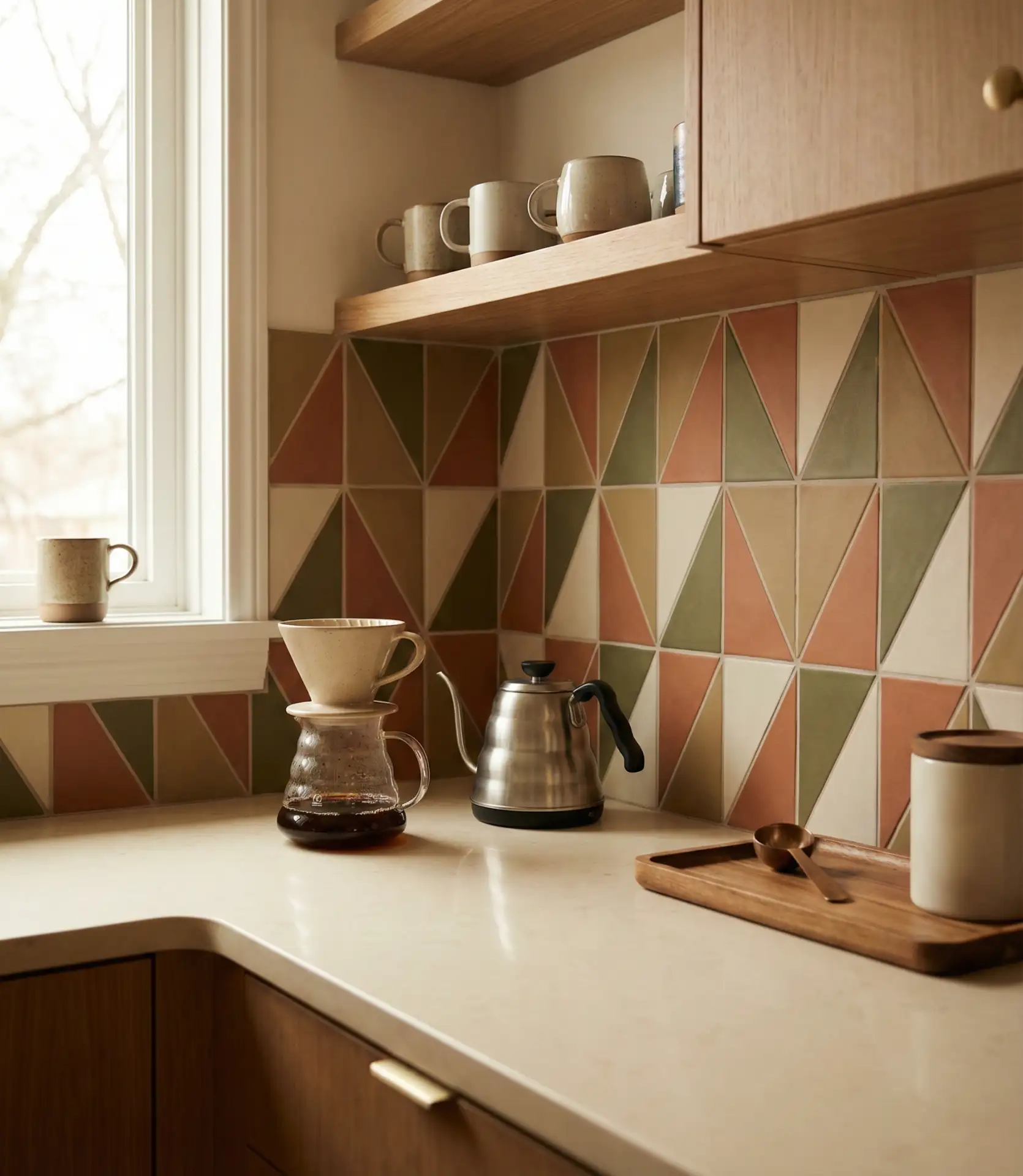 Integrated Coffee Station with Tile Detail 1