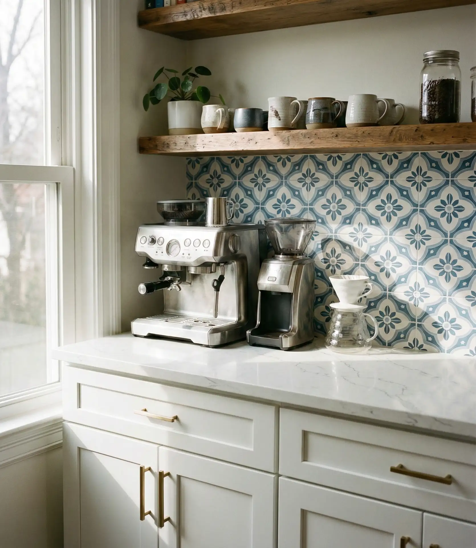 Integrated Coffee Station with Tile Detail 2