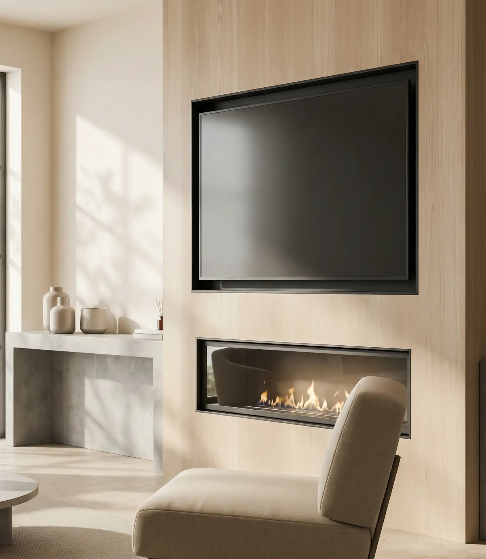 Integrated Fireplace and TV Column 2