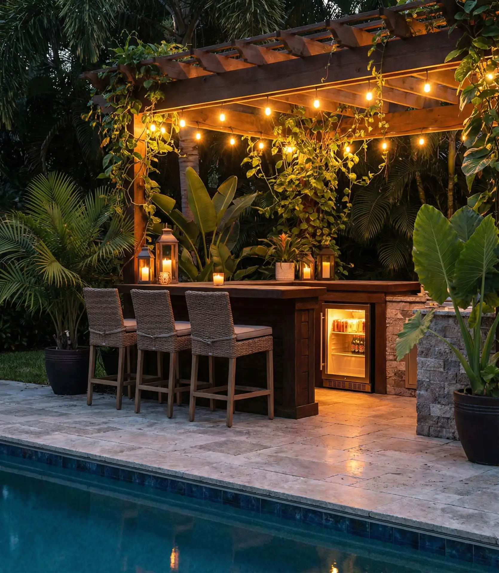 Integrated Pool Bar and Seating 2