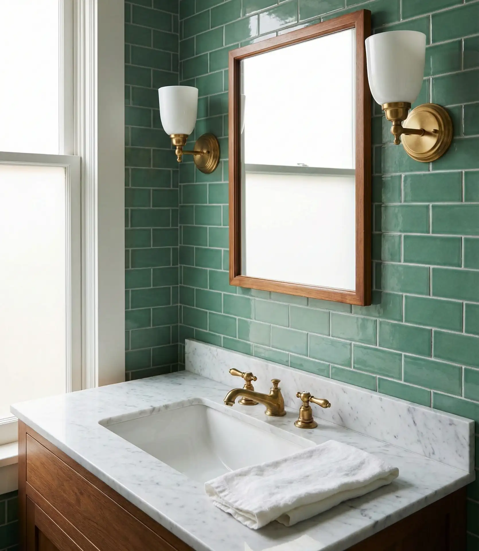 Jade Green Subway Tile Backsplash 2