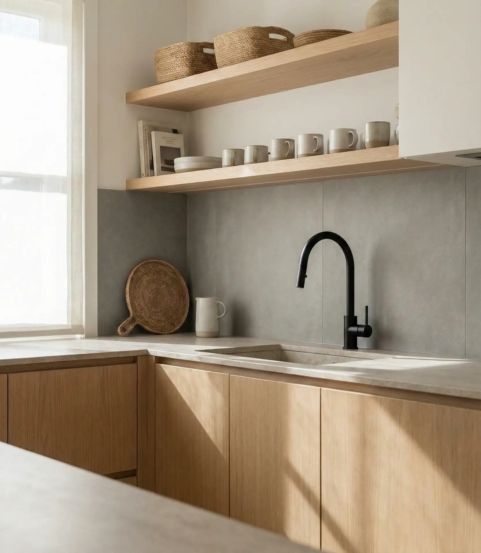 Japandi Harmony in Natural Wood and Stone 1