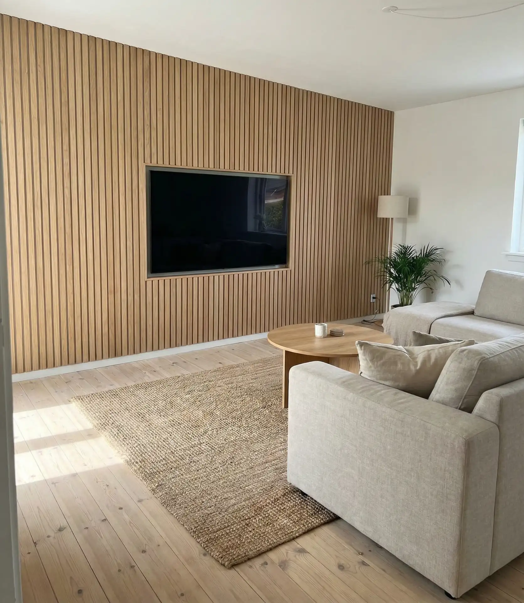 Japandi-Inspired Oak Slat Wall 1